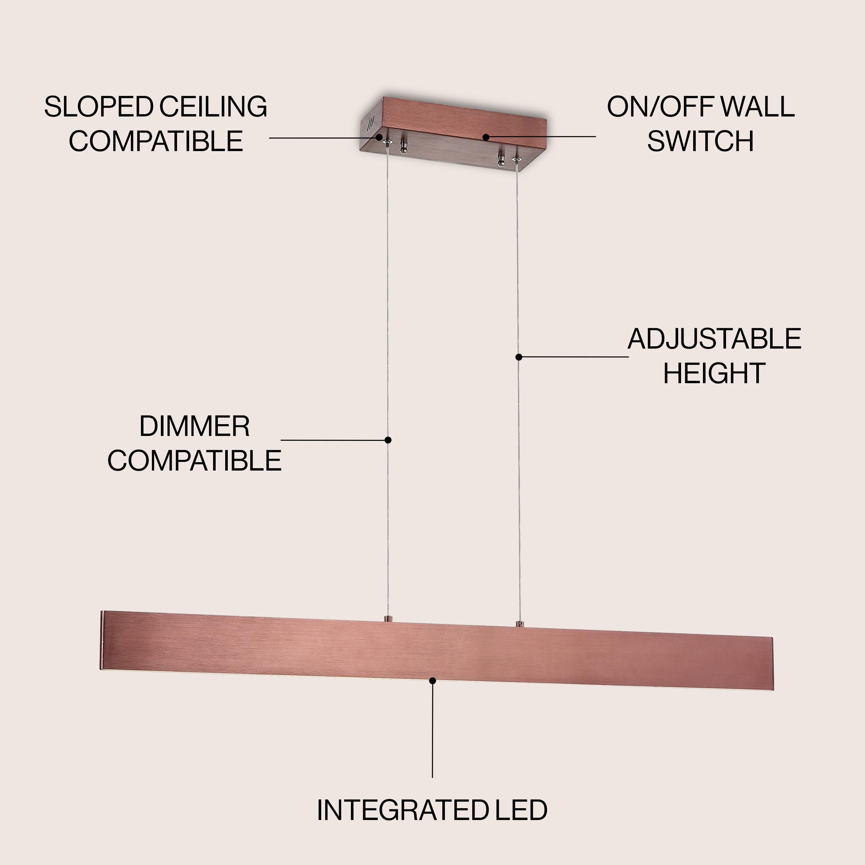Draper 40" Dimmable Adjustable Integrated LED Metal Linear Pendant, Anodized Bronze