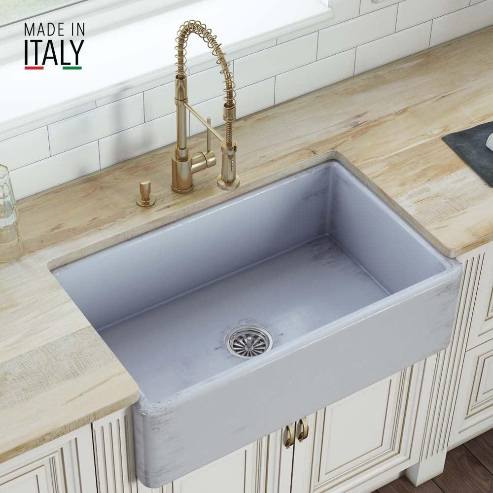 Ruvati 33 inch Fireclay Farmhouse Apron-Front Kitchen Sink Reversible