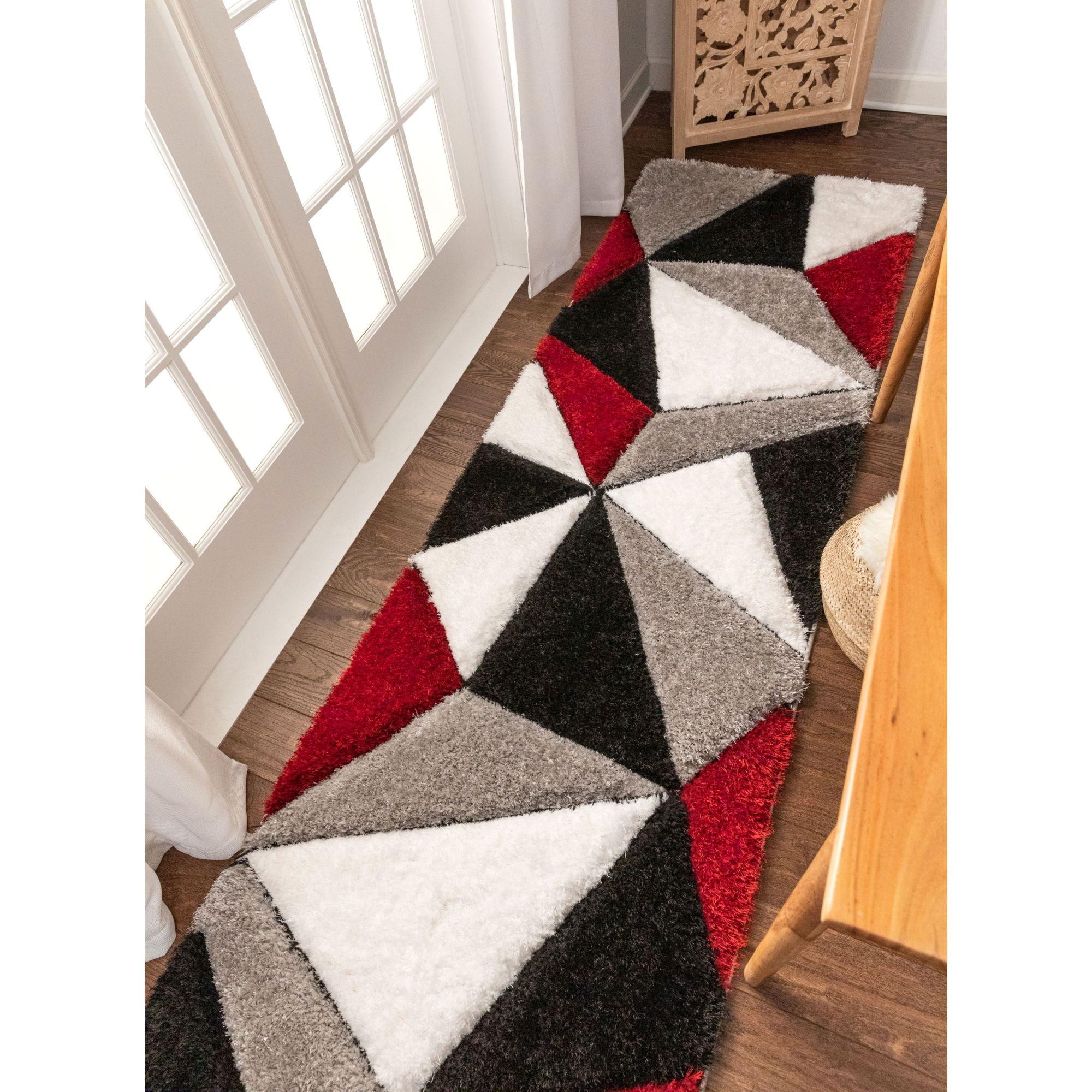 Well Woven San Francisco Venice Red Modern Geometric Abstract 2'7" x 9'10" Runner Area Rug