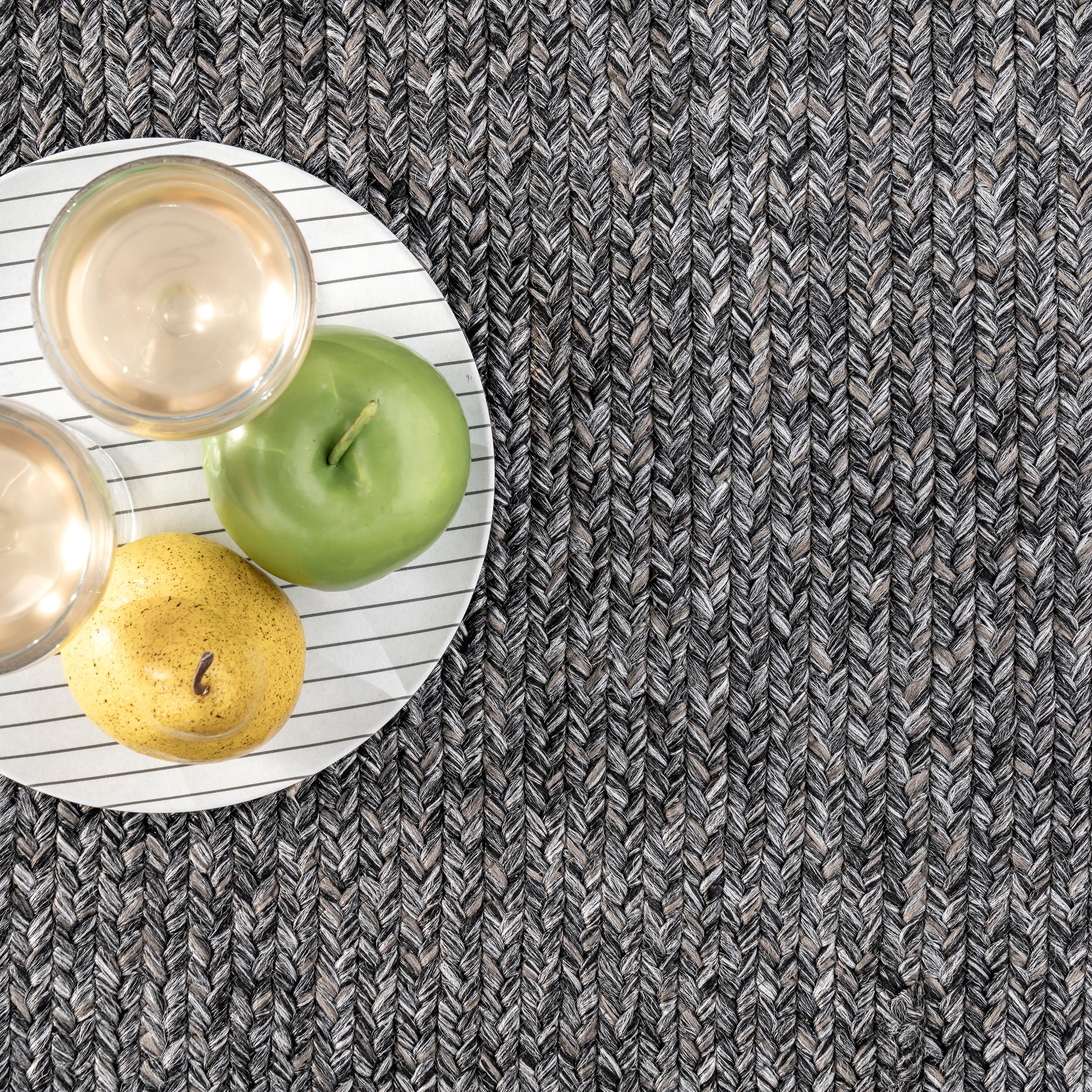 nuLOOM Wynn Braided Indoor/Outdoor Charcoal 2' x 3' Casual Area Rug