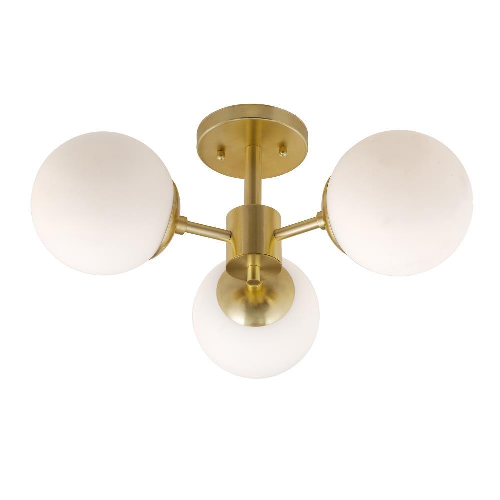 Farrell 3-Light Soft Gold semi flush mount with Satin Opal Glass - Soft Gold