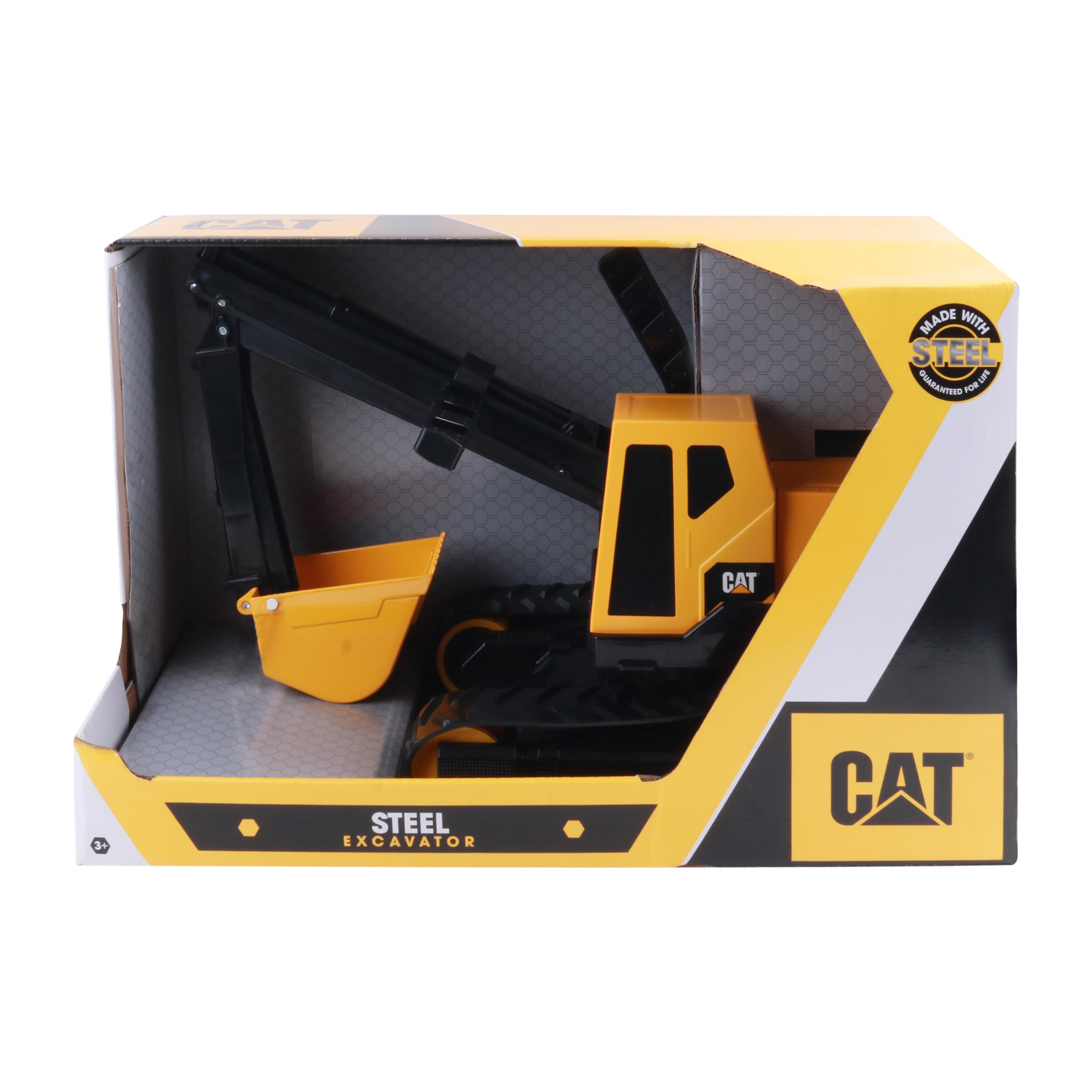 Heavy-Duty Yellow and Black Steel Excavator Toy