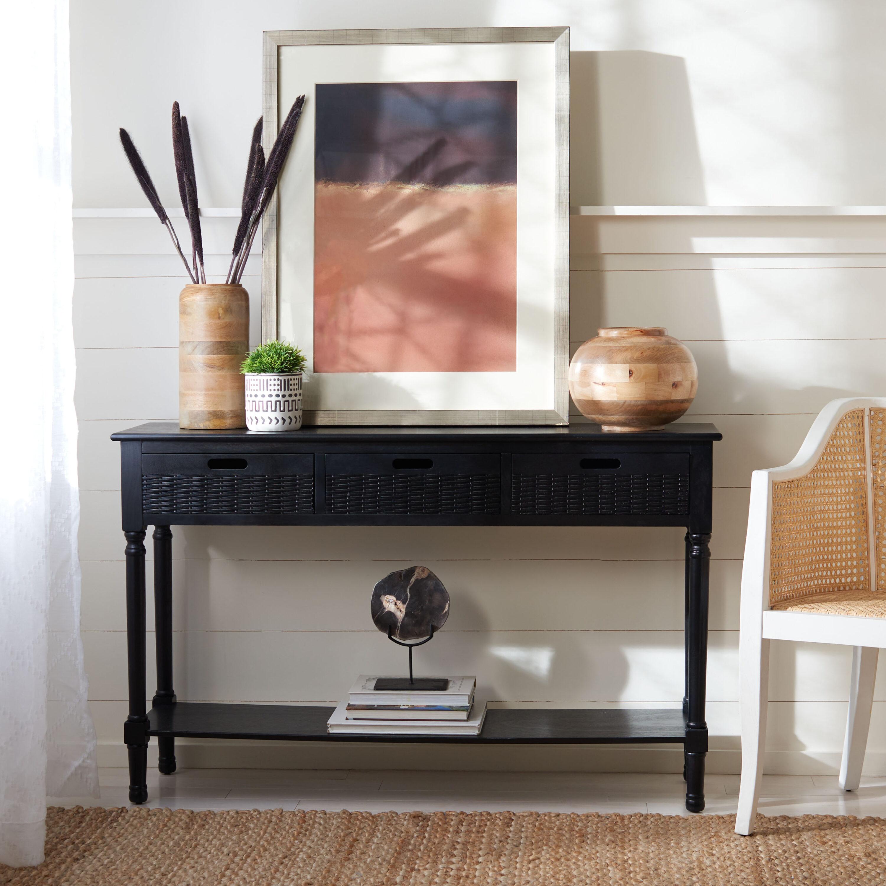 Landers 3 Drawer Console Table - CNS5711B - Black - Safavieh