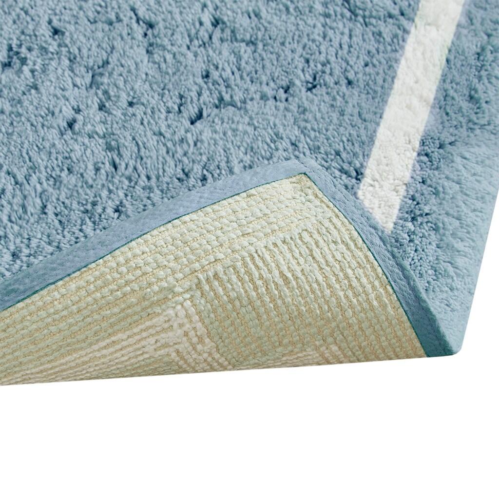 Blue and Gray Cotton Tufted Bath Rug 24" x 72"