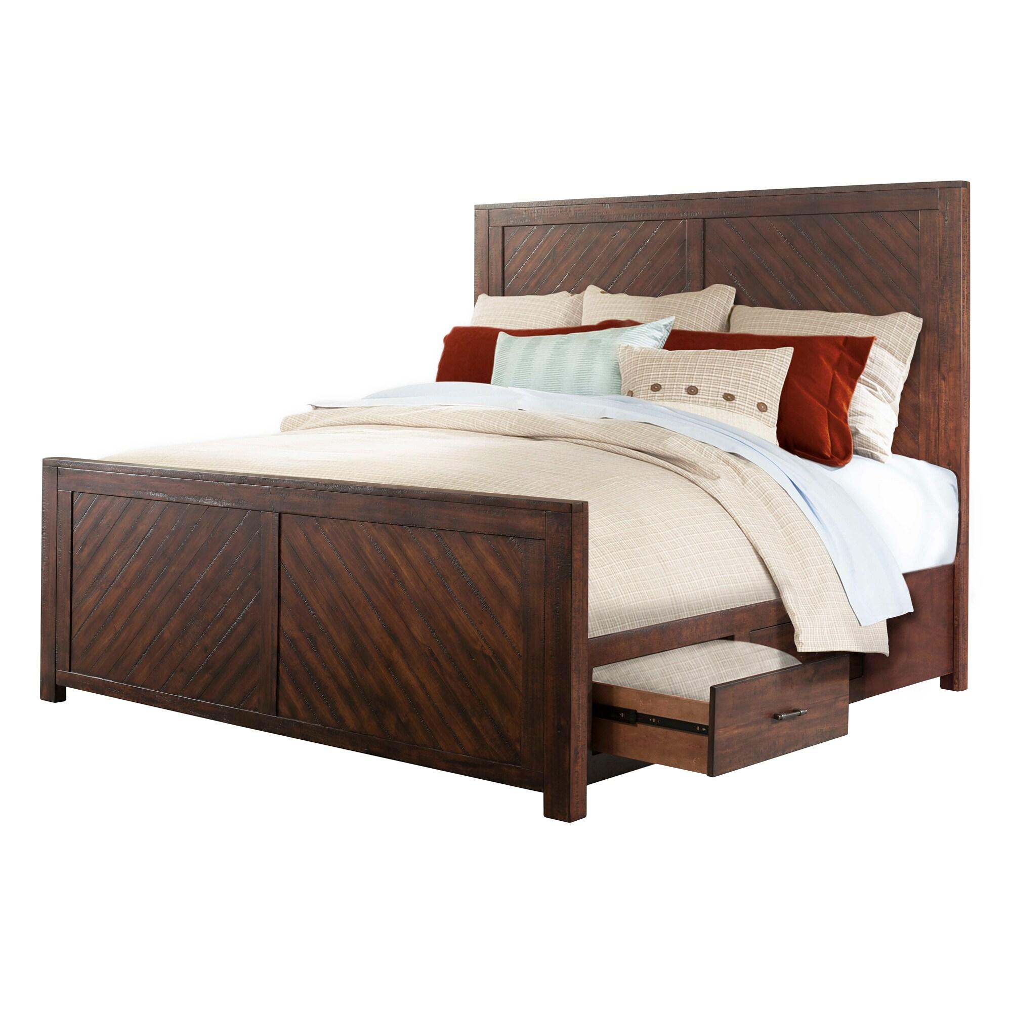 King Dex Platform Storage Bed Walnut Brown - Picket House Furnishings