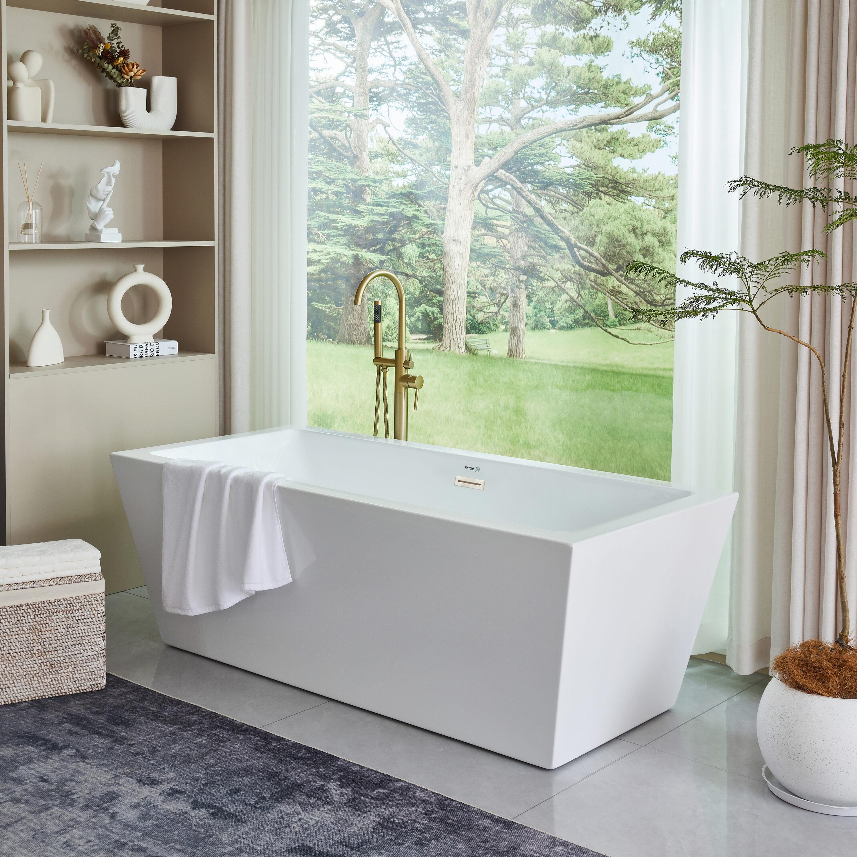 Elena 59" x 30" Freestanding Soaking Acrylic Bathtub