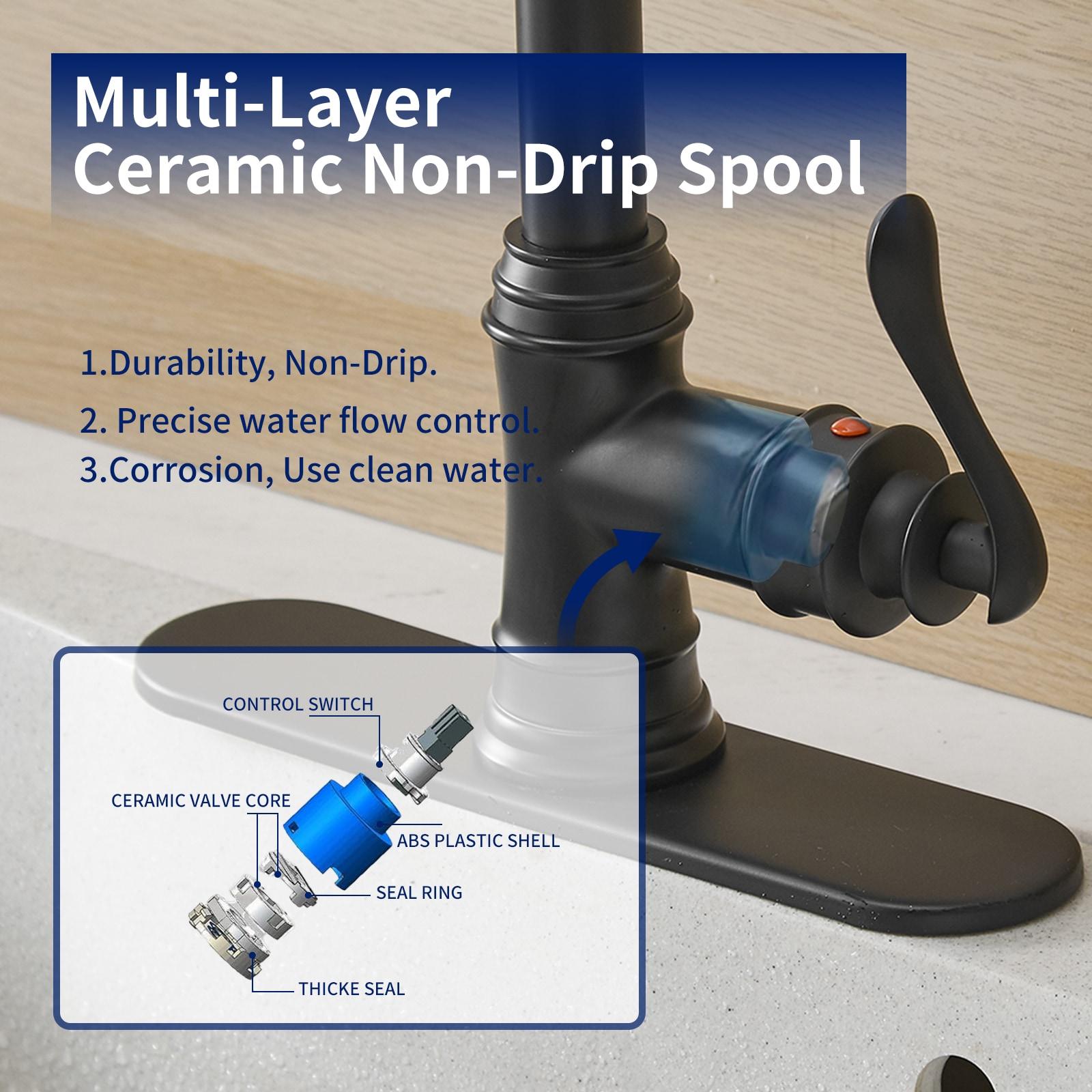 Single-Handle Pull-Down Sprayer 3 Spray High Arc Kitchen Faucet With Deck Plate