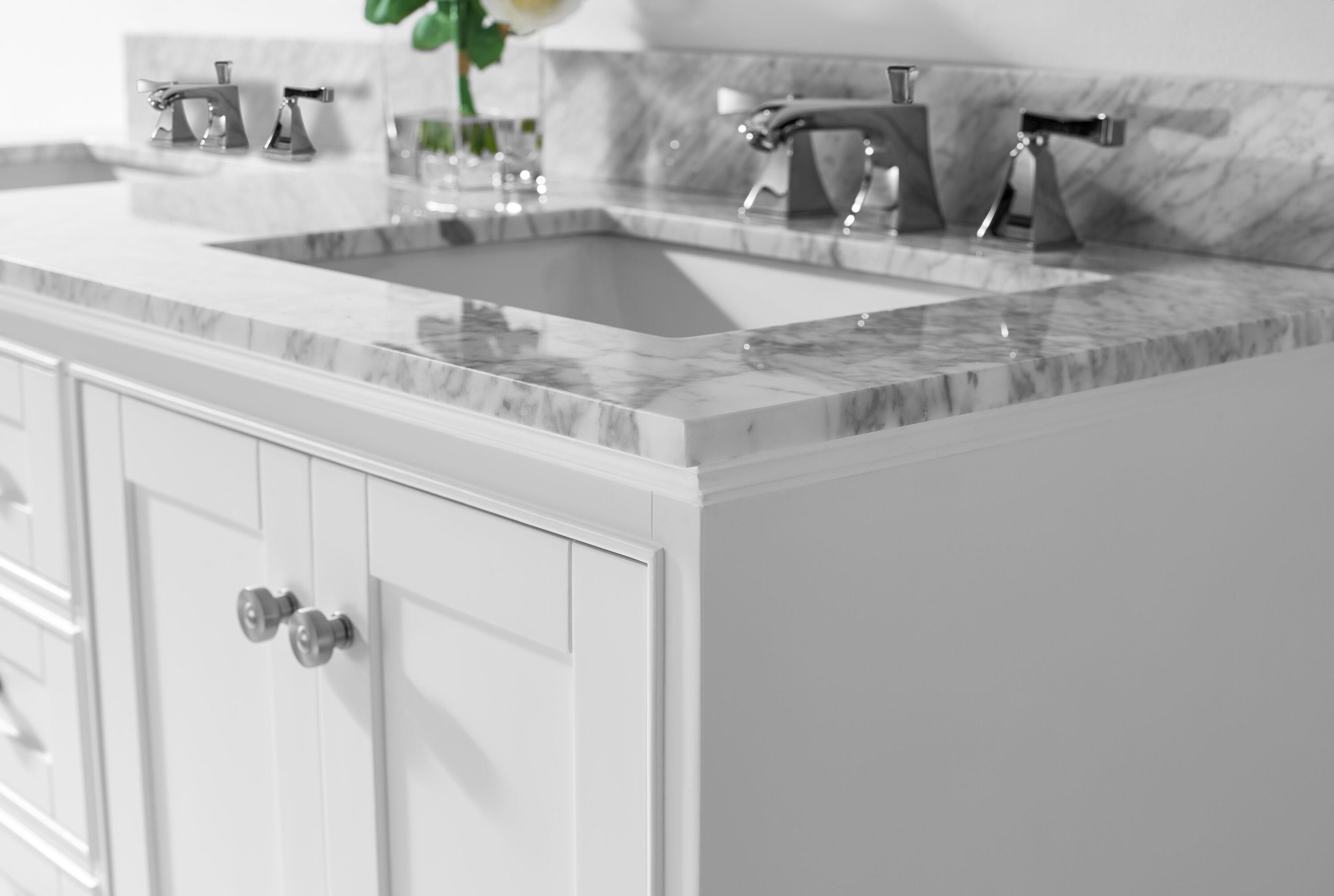 Audrey 60 in. Bath Vanity Set in White with Italian Carrara White Marble Vanity top and White Undermount Basin