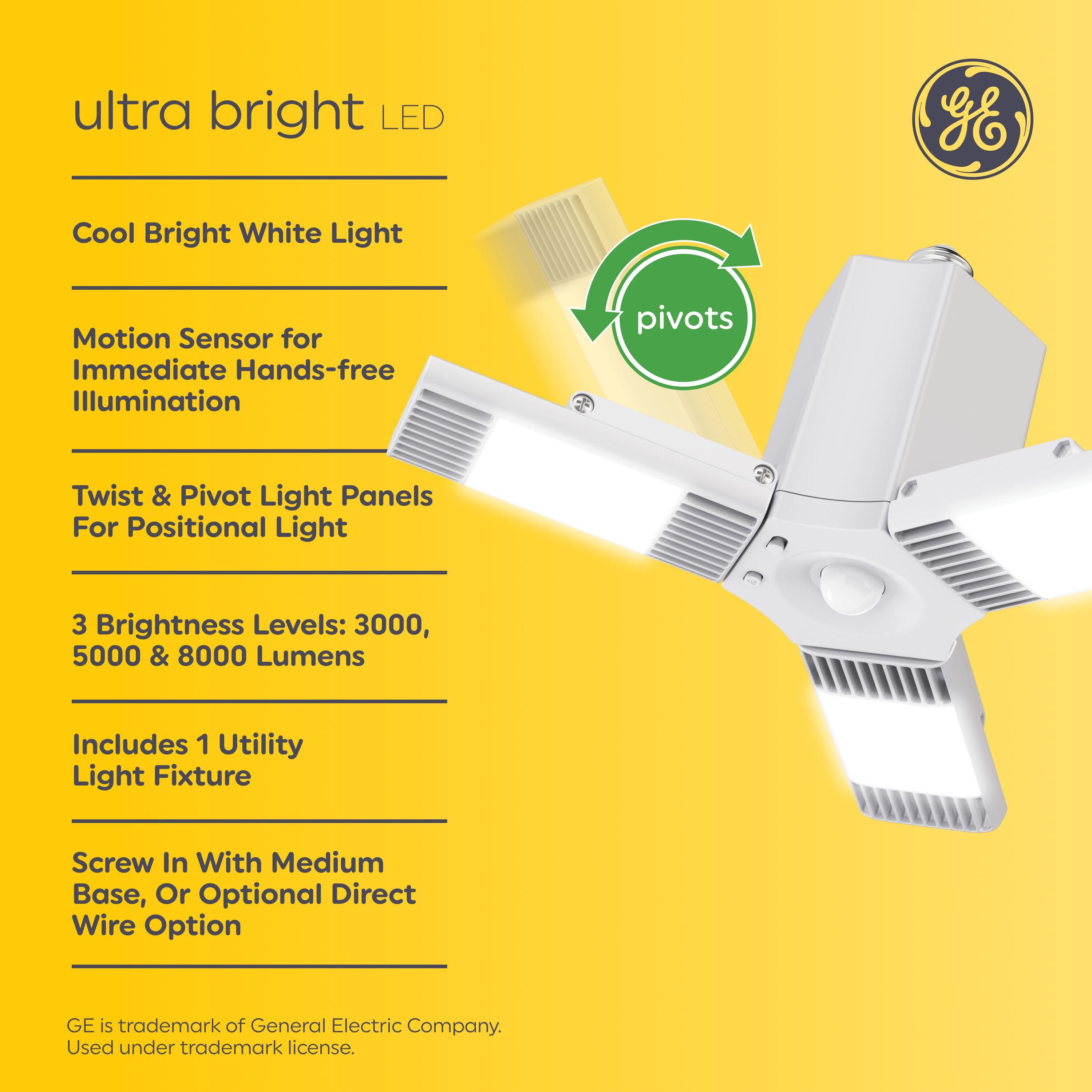 GE Ultra Bright Cool White Utility Light Fixture: LED Garage & Utility Room Light, 8000 Lumens, 80W, Energy Star Certified
