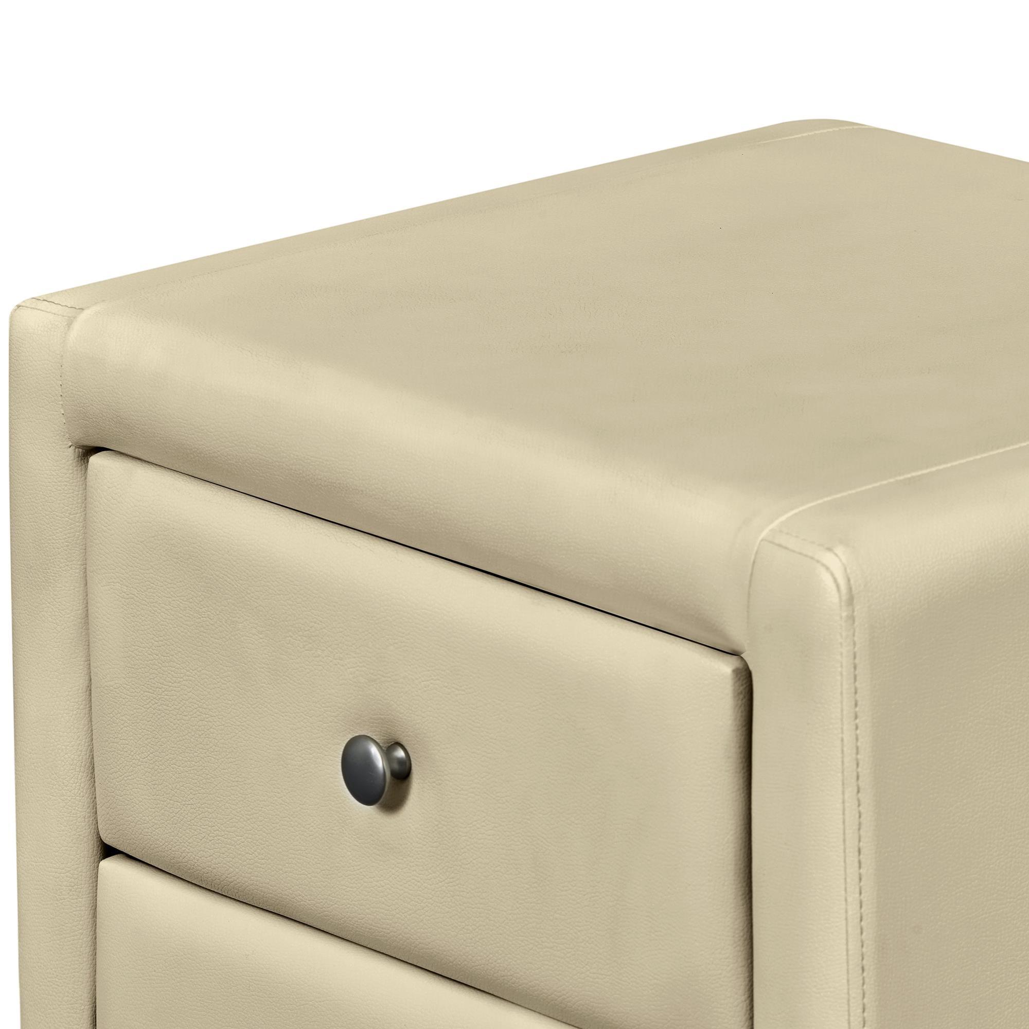 Camden Isle Faux Leather Upholstered 2 Drawer Nightstand in Beige