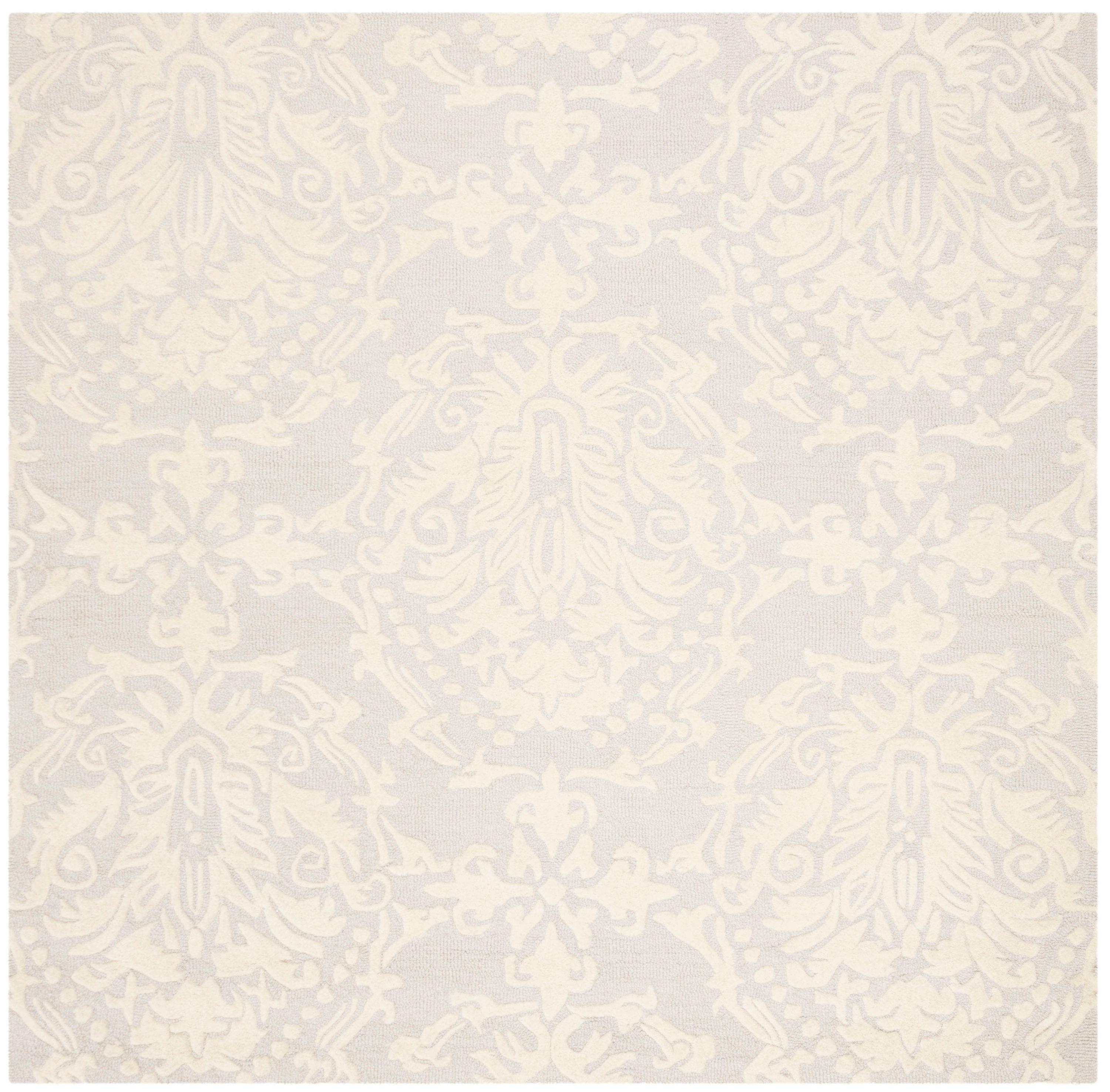 Blossom BLM107 Hand Tufted Indoor Area Rug - Light Grey/Ivory - 6'x6' - Safavieh