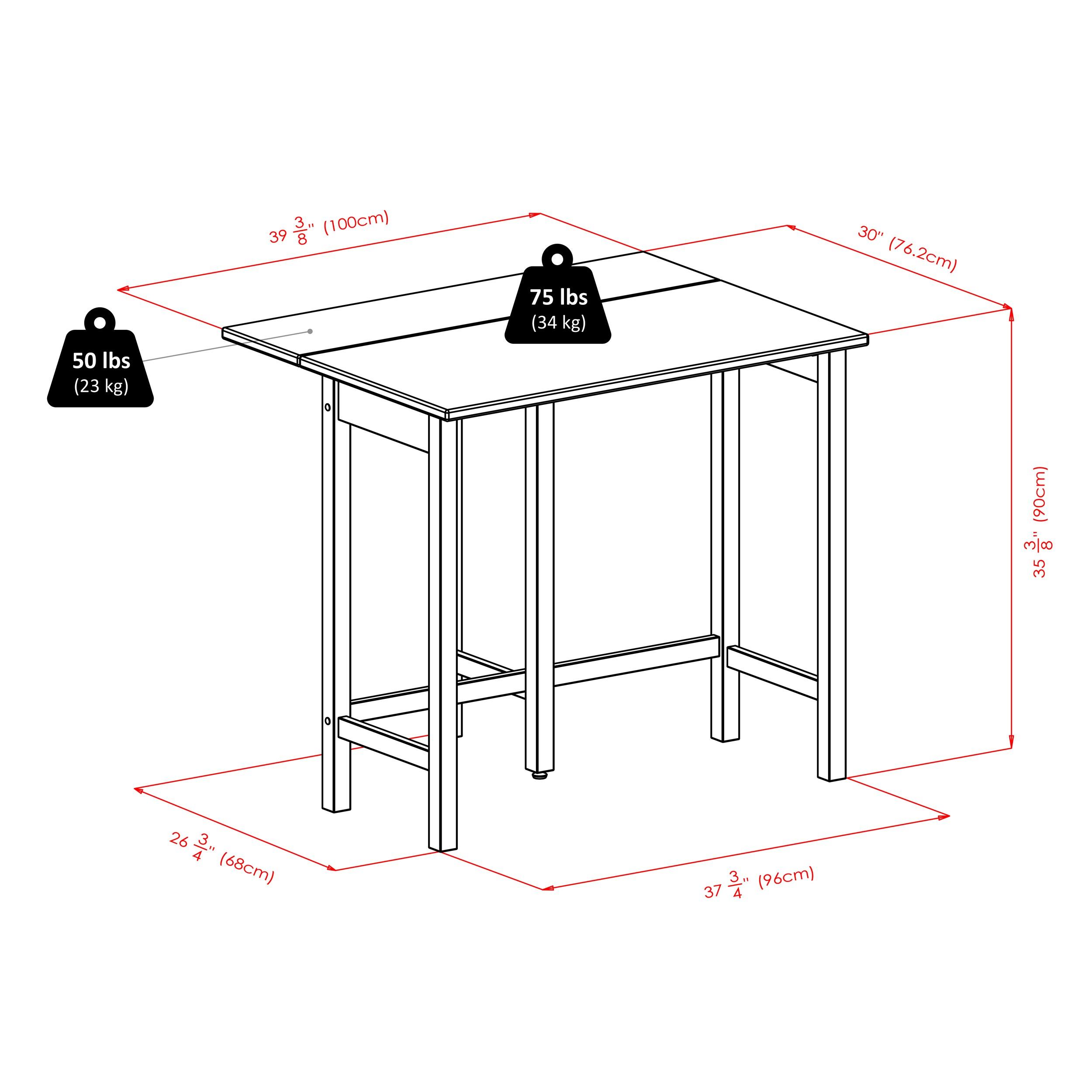 Lynnwood High Drop Leaf Dining Table Antique Walnut - Winsome: Solid Wood, Bar-Height, Rectangular