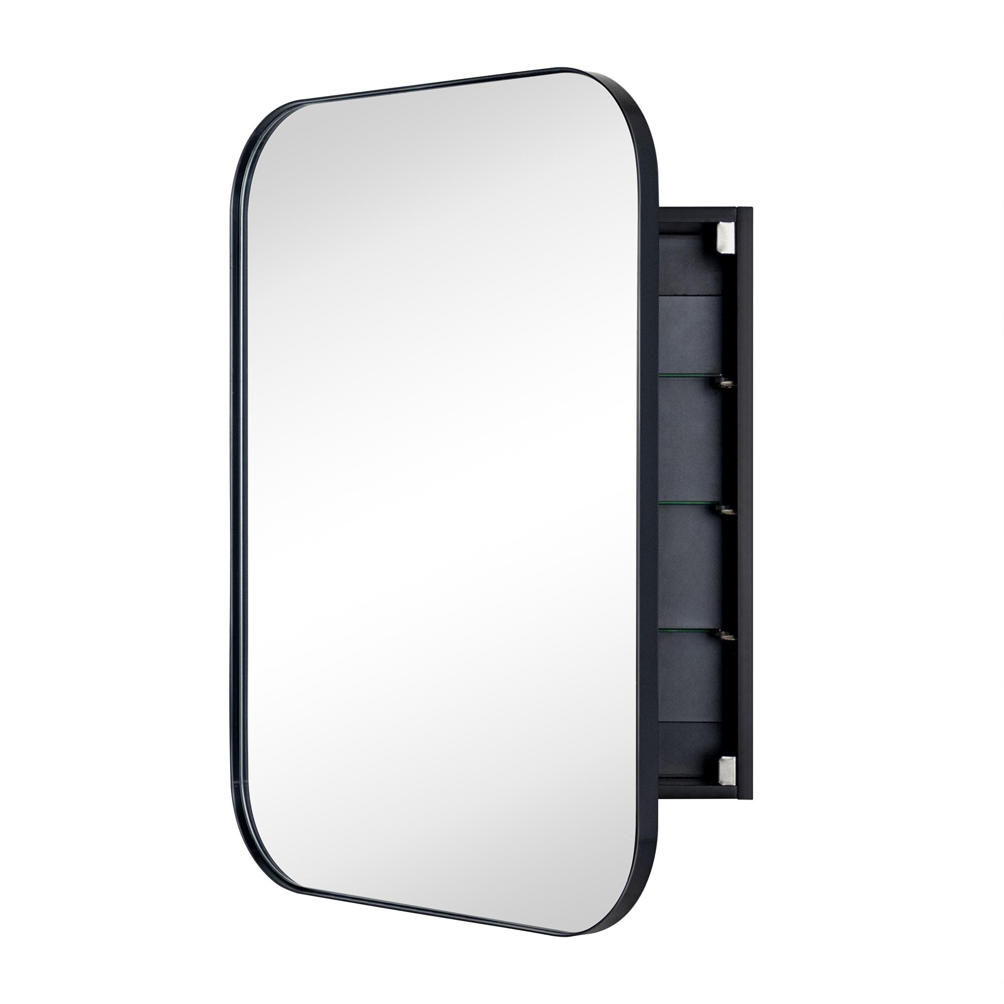 TEHOME Black Surface and Recessed Mount Rectangular Stainless Steel Metal Framed Bathroom Medicine Cabinet with Mirror, 22'' W x 30'' H