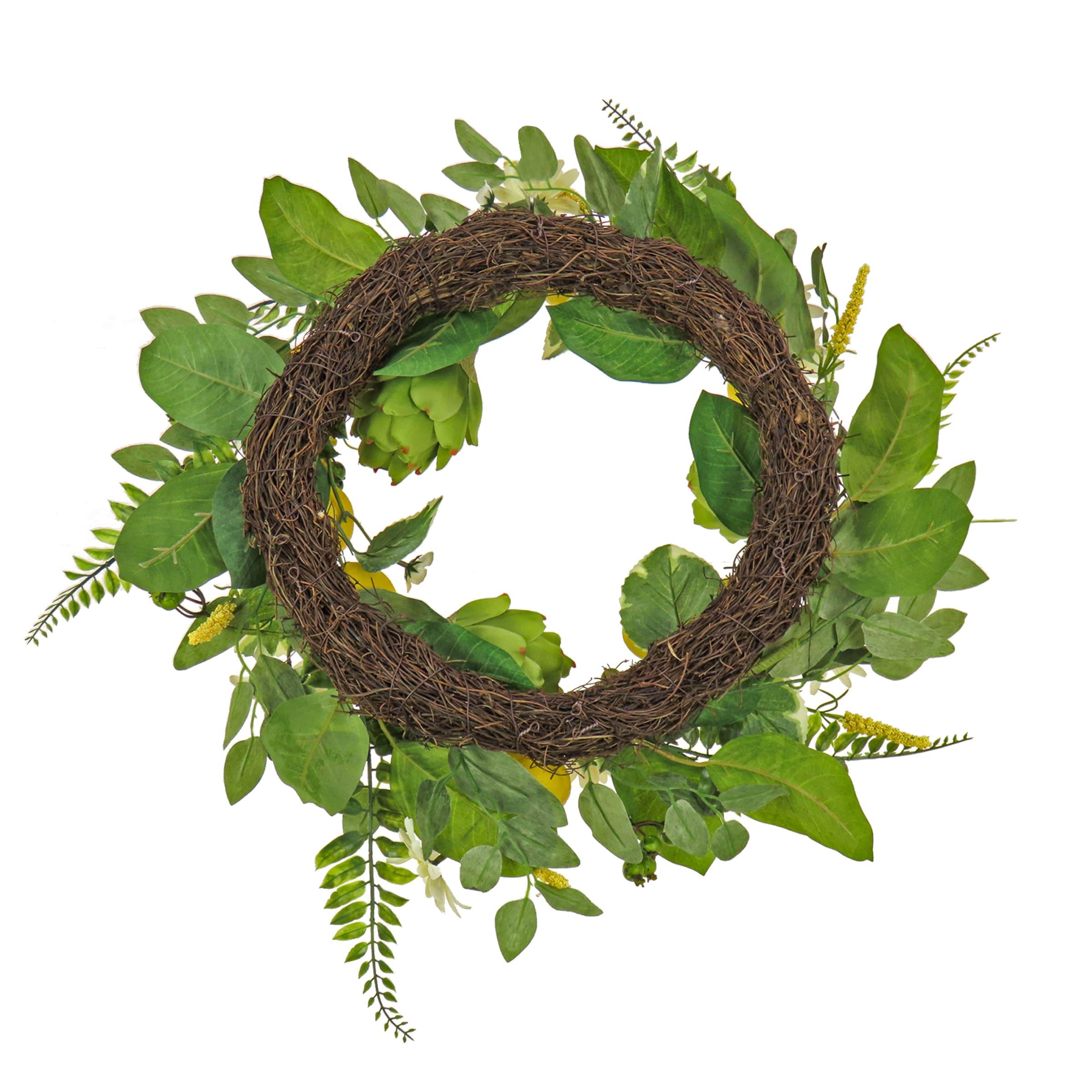 22" Artificial Lemons, Artichokes and Daisy Spring Wreath - National Tree Company