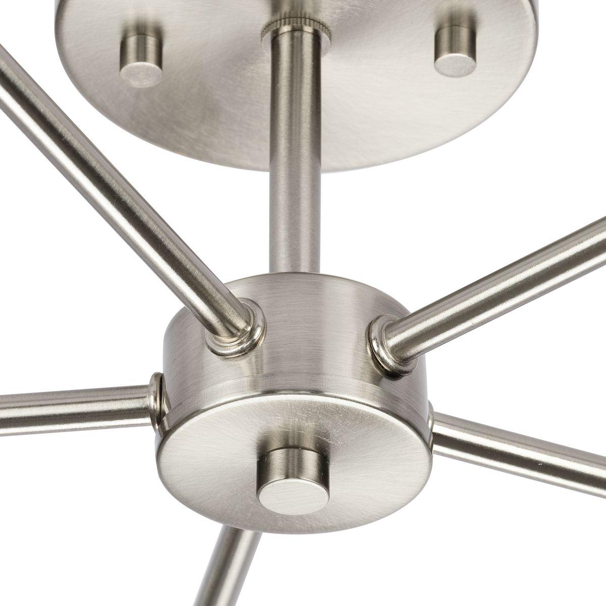 Progress Lighting, Delayne Collection, 5-Light Semi-Flush Mount, Brushed Nickel, No Shade