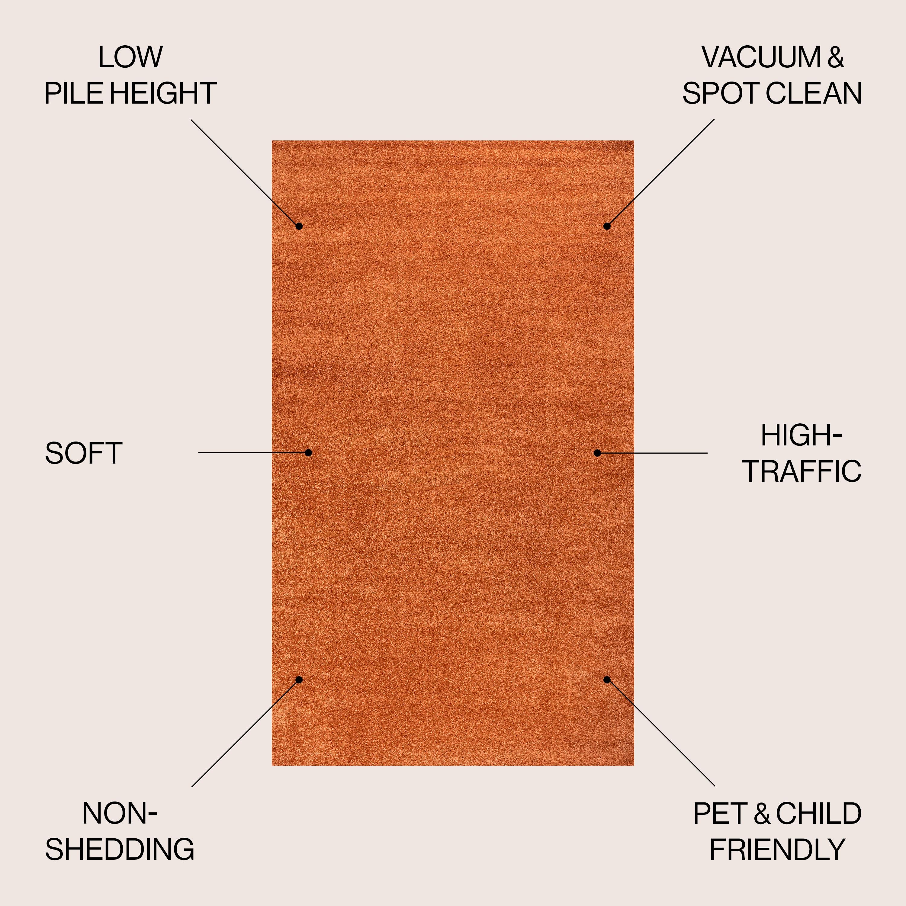 JONATHAN Y Haze Solid Low-Pile Orange 5' Square Area Rug