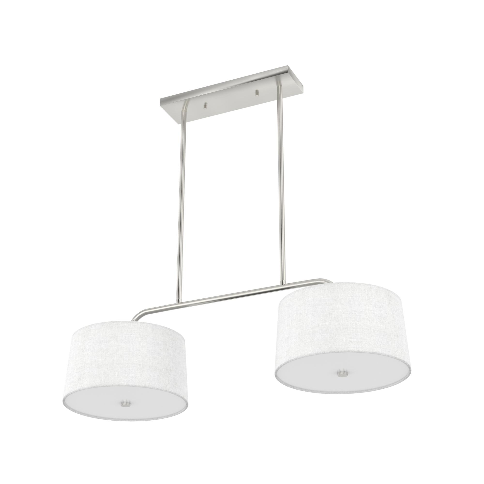 Hunter - Cottage Hill 4-light Brushed Nickel, Large Chandelier, Dimmable, Modern Style, Linear Shaped, for Bedrooms, Kitchens, Dining, Living Rooms - 19892