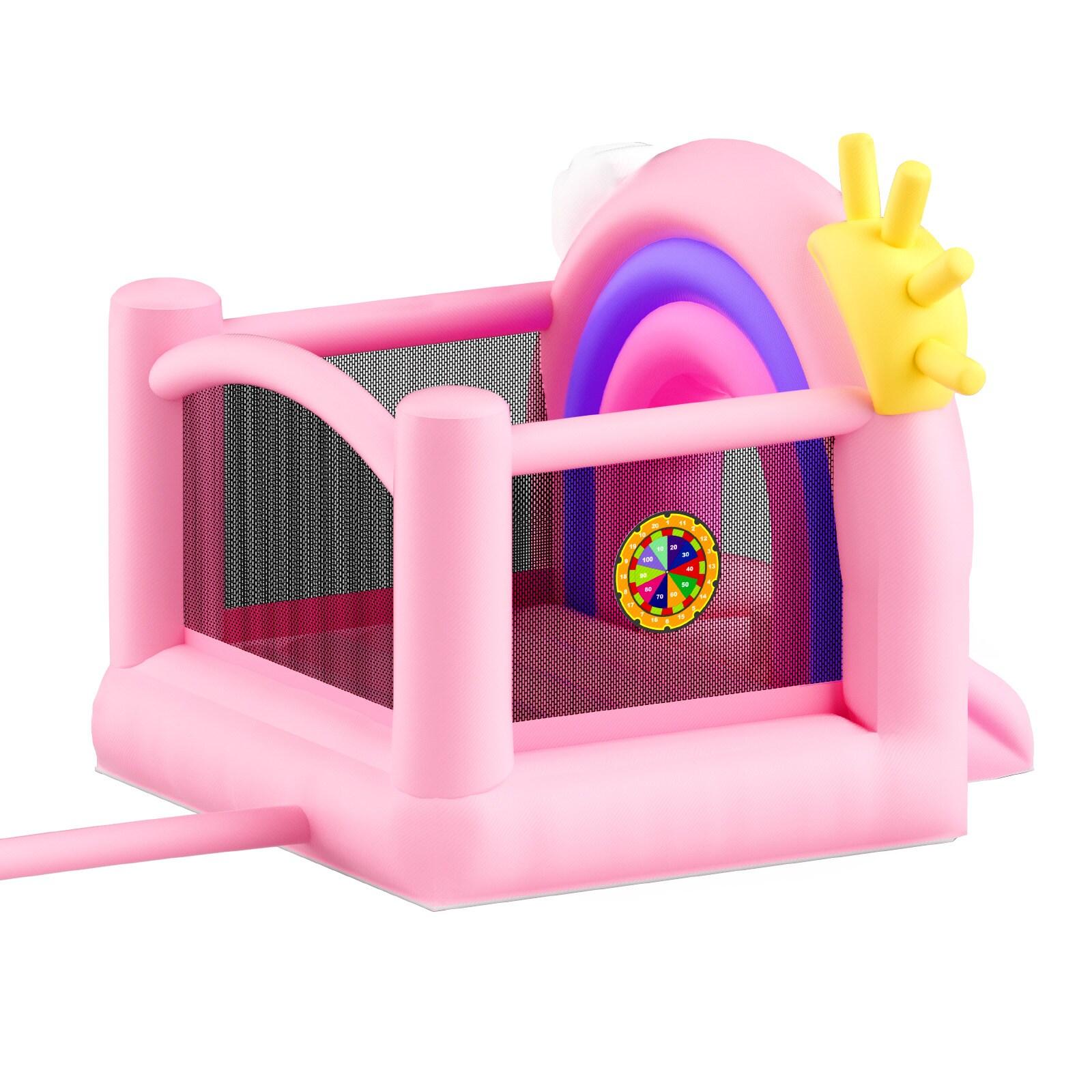 VEVOR White Bounce House, Toddler Bounce House for Kids 1-3, Inflatable Nightclub for Girls Age 4–8 Jumping Bouncer with Blower, Slide, Storage Bag, Family Backyard Bouncy Castle, 110x91x91 inch