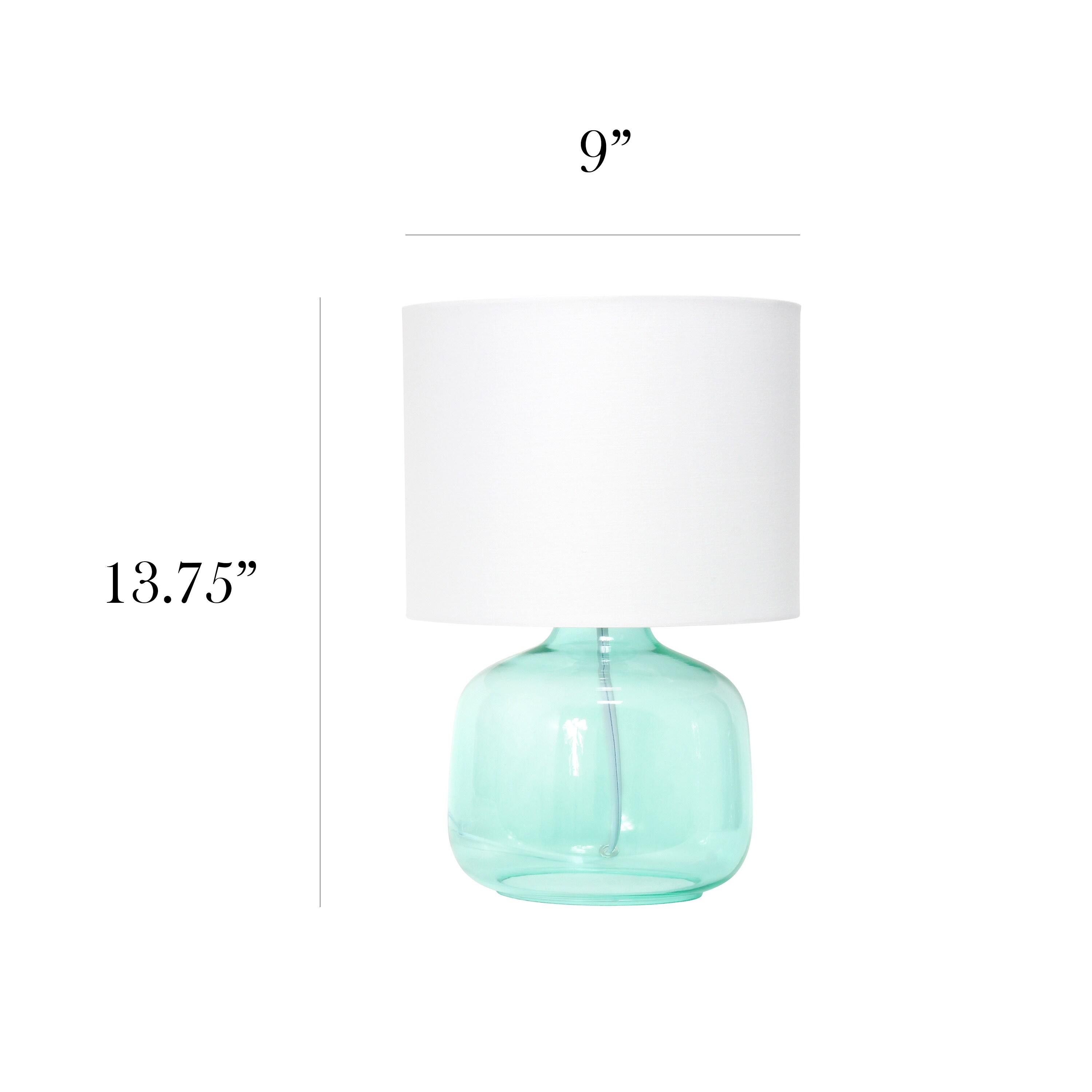 Glass Table Lamp with Fabric Shade Aqua - Simple Designs: Modern Bedside, No Assembly Required