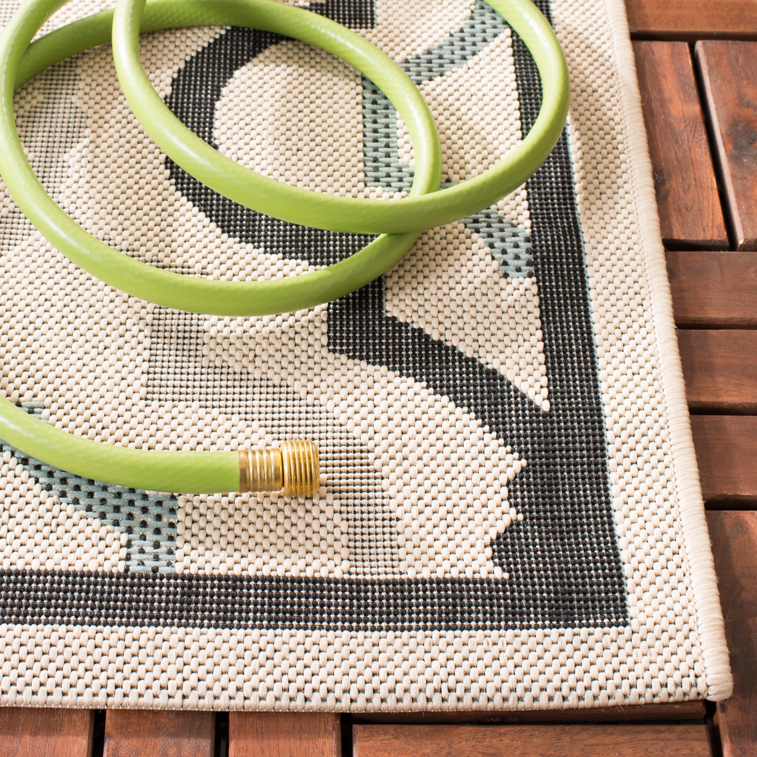 Courtyard CY7938 Power Loomed Indoor and Outdoor Runner Rug - Ivory/Black - 2'3"x12' - Safavieh