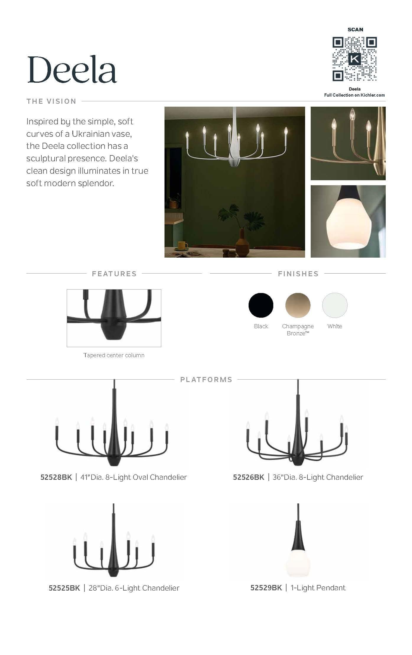 Kichler Deela 8 -Light White Modern/contemporary For Use in Bedrooms, Dining Rooms, Foyers, Kitchens, Living Rooms Chandelier