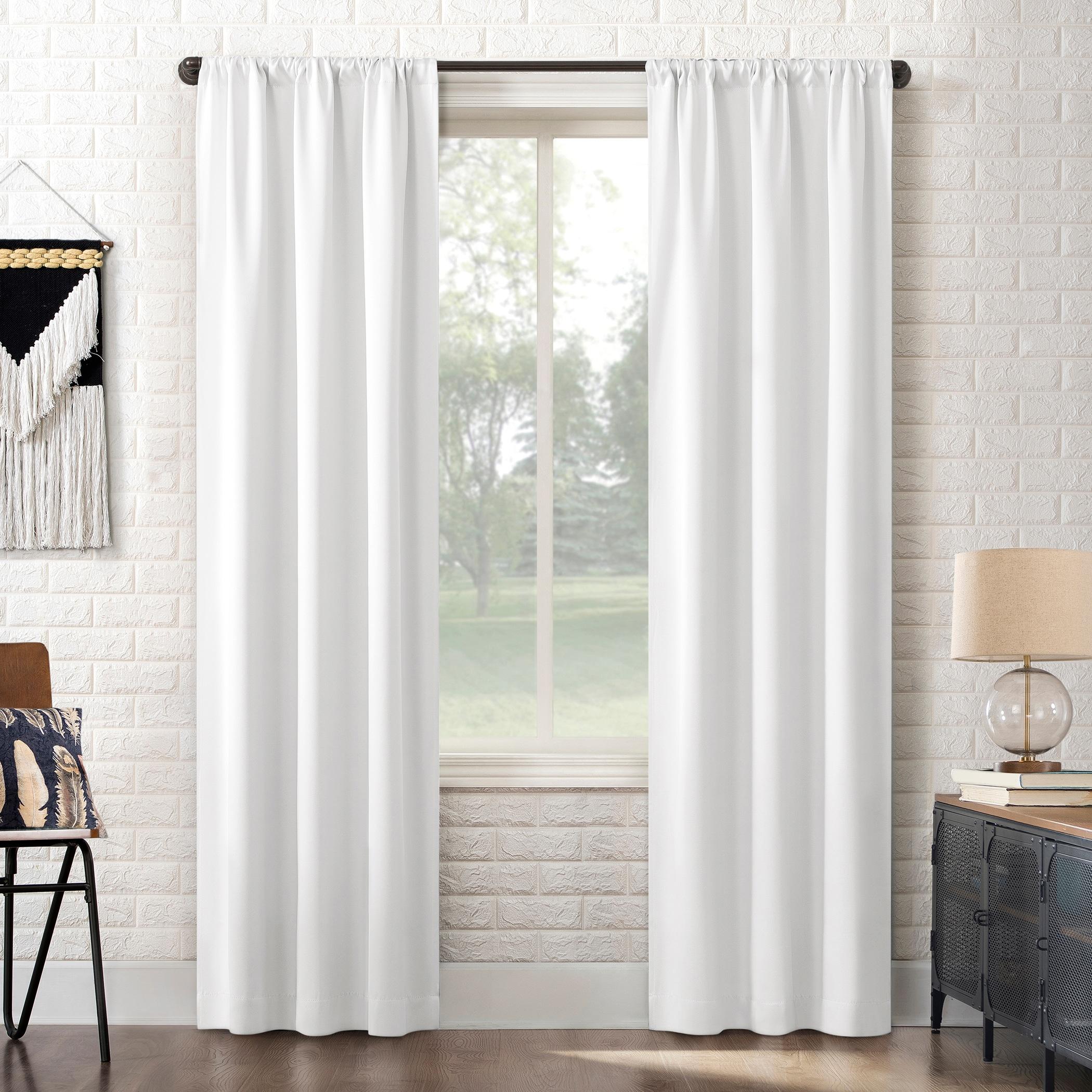 40"x63" Sun Zero Blackout Bergen Rod Pocket Curtain Panel White: Energy Efficient, Noise Reduction, Thermal Insulated