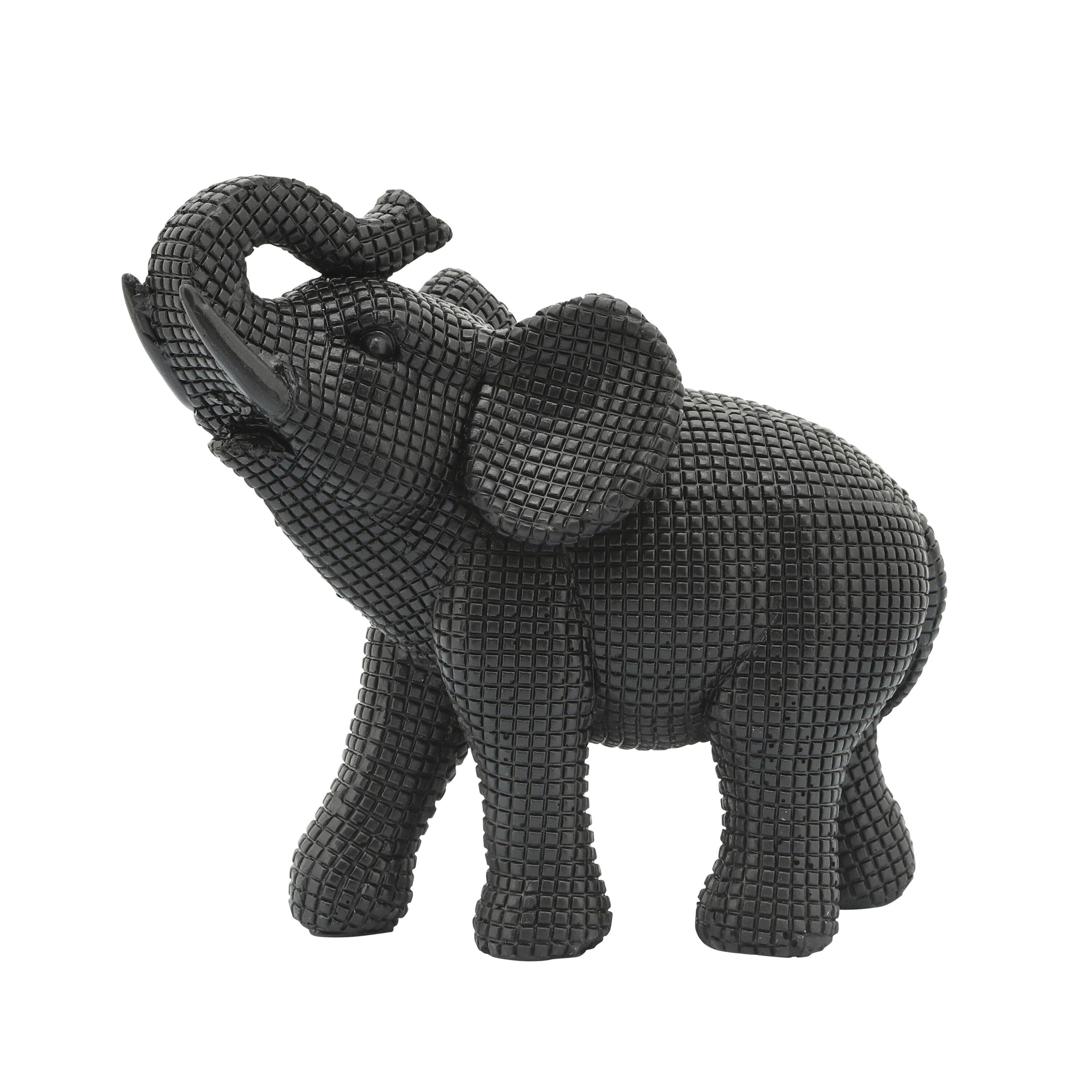 Sagebrook Home 7" Elephant Sculpture - Decorative Polyresin Black Elephant Statue For Home Decor - Table Accent, Desktop Figurine, Creative Home or