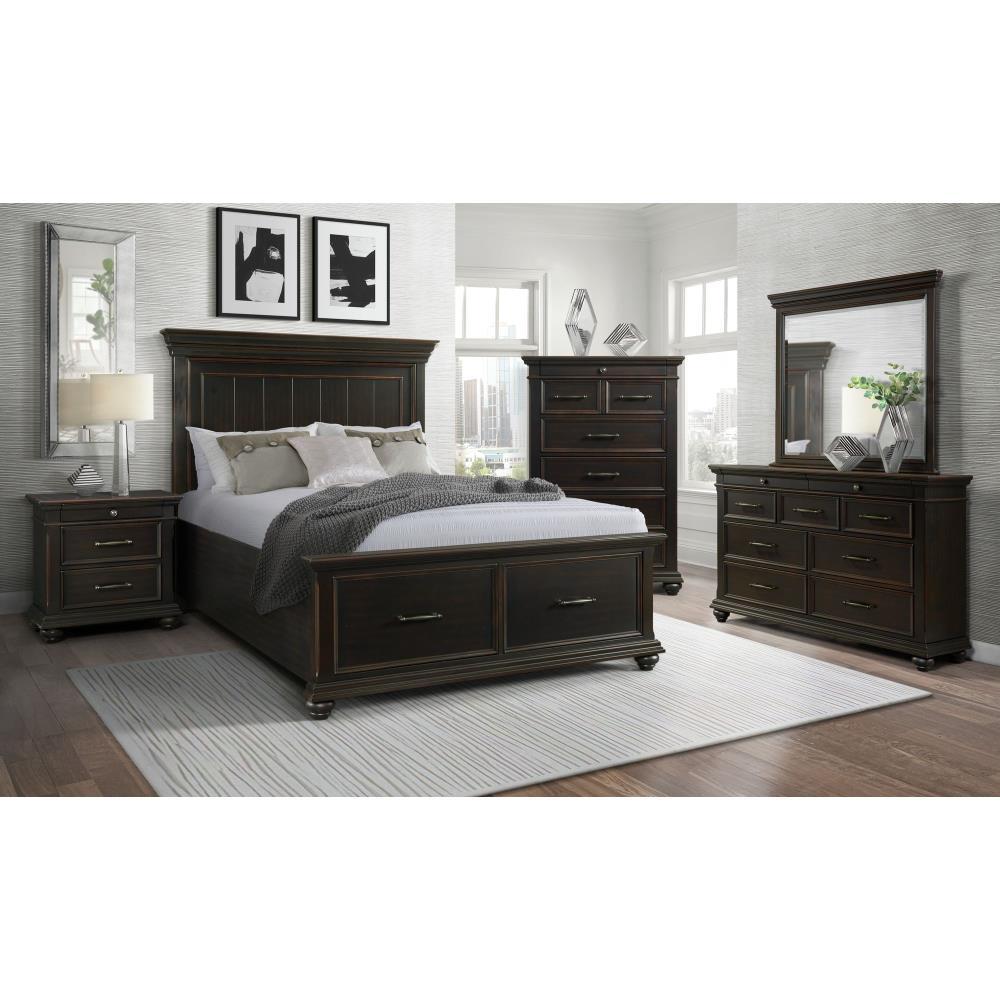 Brooks 3 Drawer Nightstand with USB Ports Black - Picket House Furnishings: Bedroom Storage, Felt-Lined Drawer