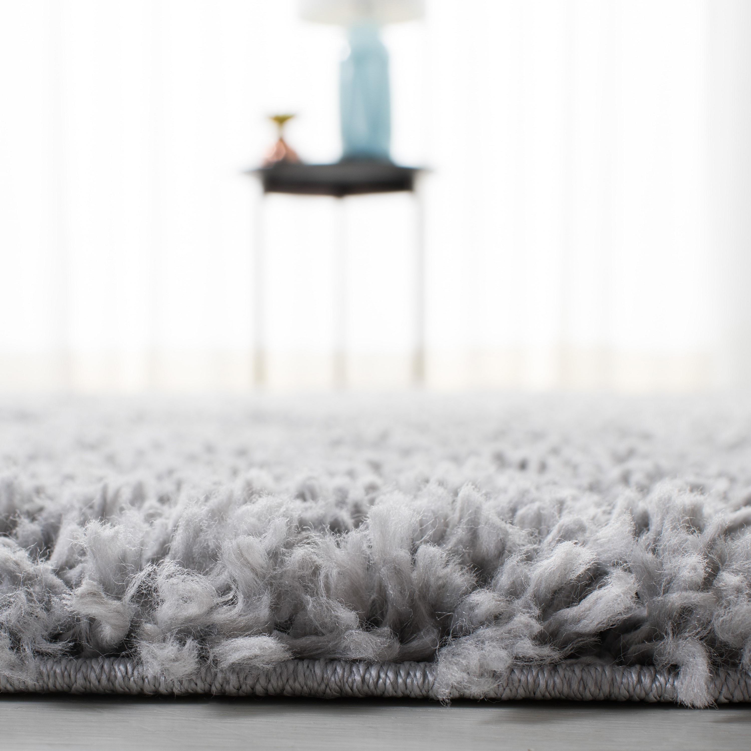 Safavieh August Shag 2 x 11 (ft) Loomed Polypropylene Silver Rectangular Indoor Solid Farmhouse/Cottage Runner rug
