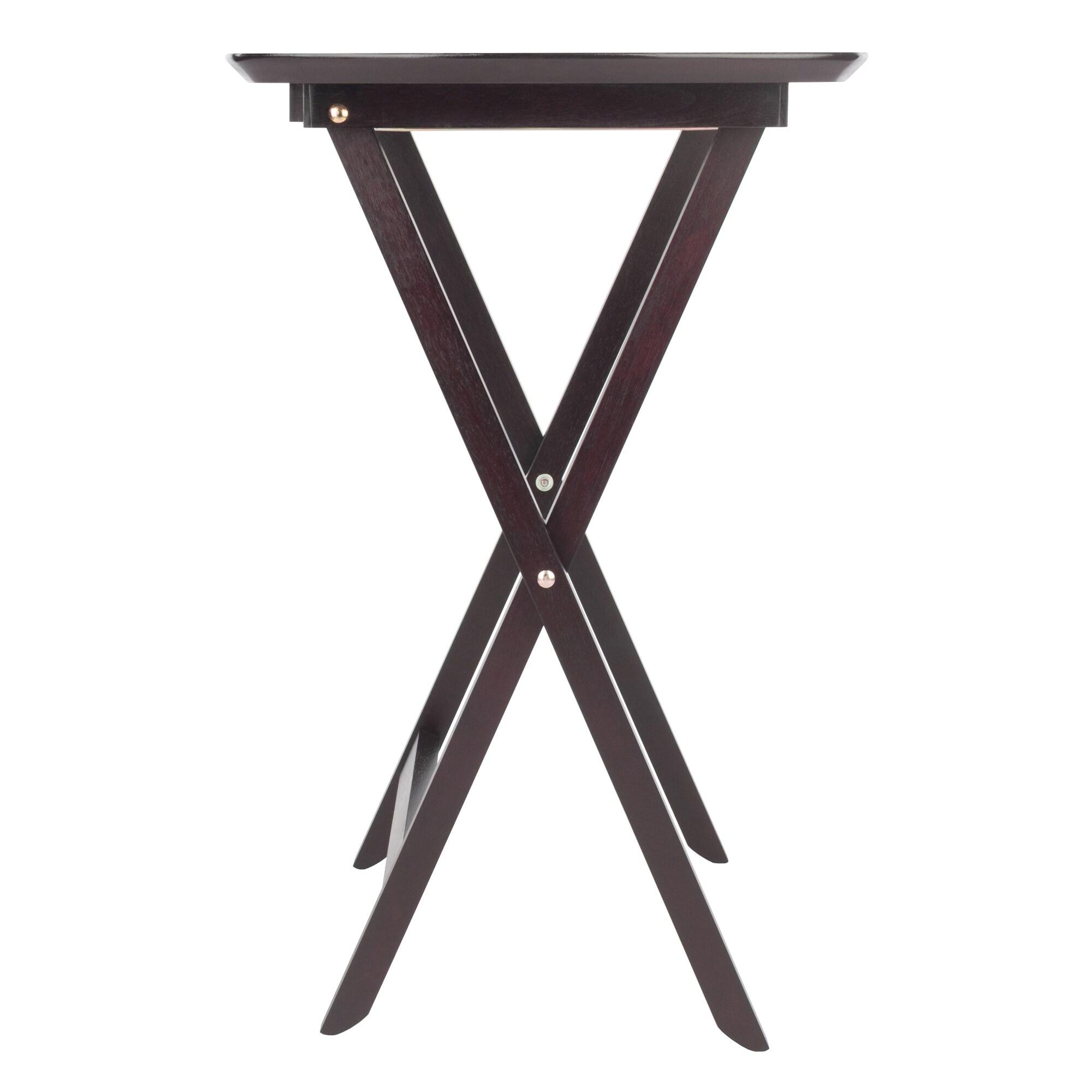 Winsome Set of 4 Single Snack Tables Espresso: Hardwood Folding Tray Table Set, No Assembly Required