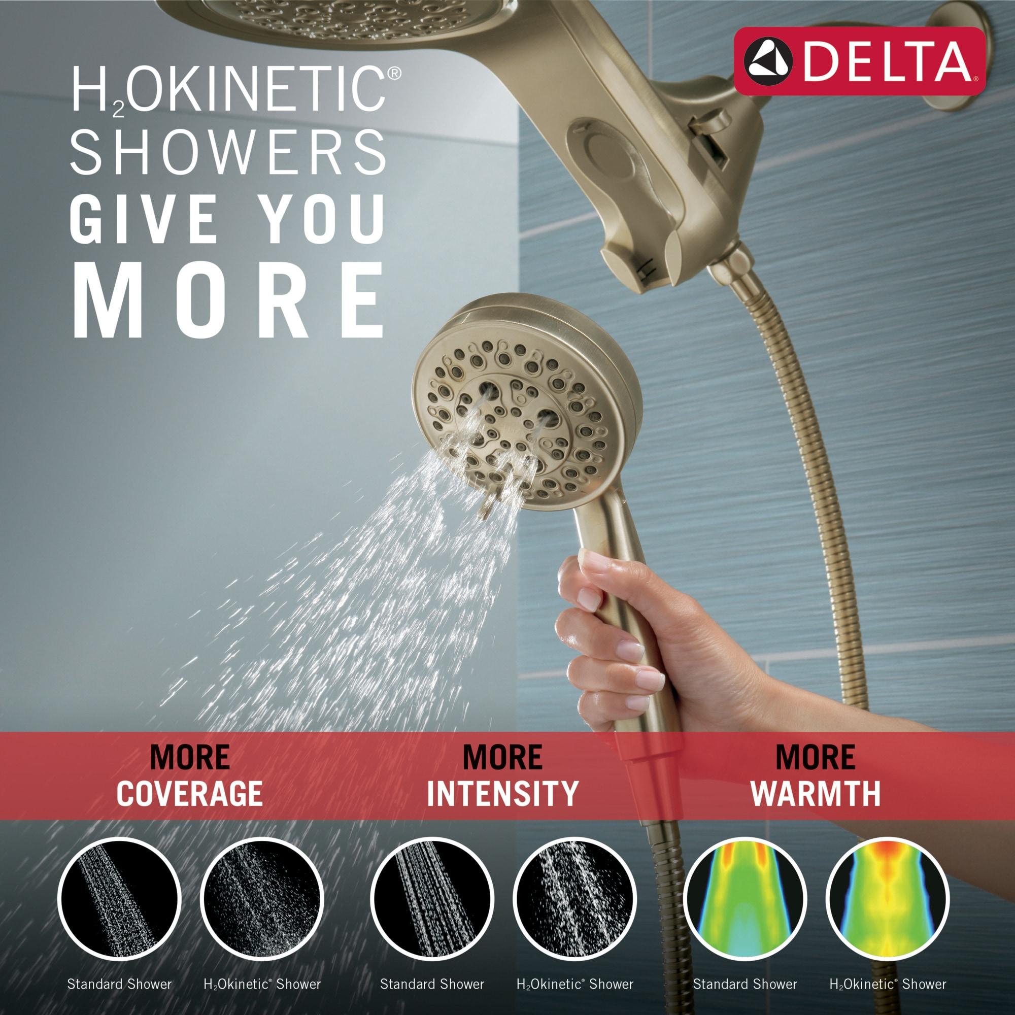 Hydrorain 5 Spray Dual Shower Head and Handheld Shower with Lumicoat and H2Okinetic 2.5 GPM