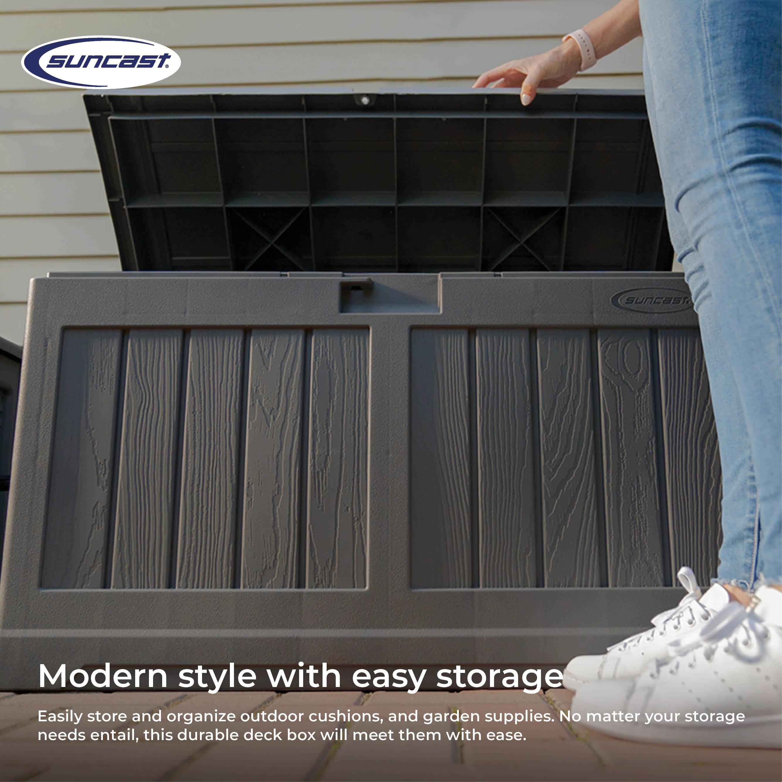 Suncast Suncast 50 Gallon Plastic Deck Box with Molded Lockable Feature for Home, Gray