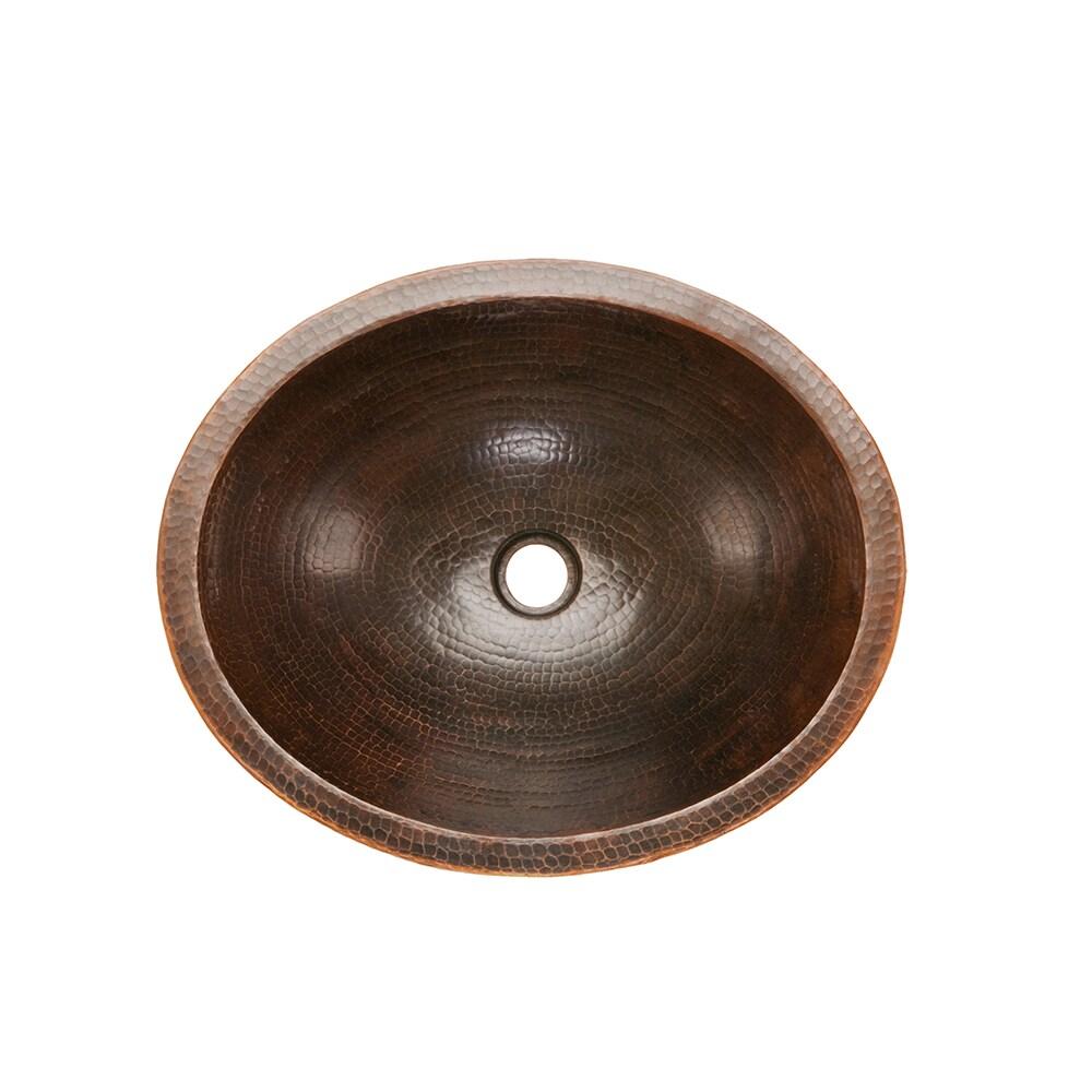 18" Oval Skirted Vessel Hammered Copper Sink