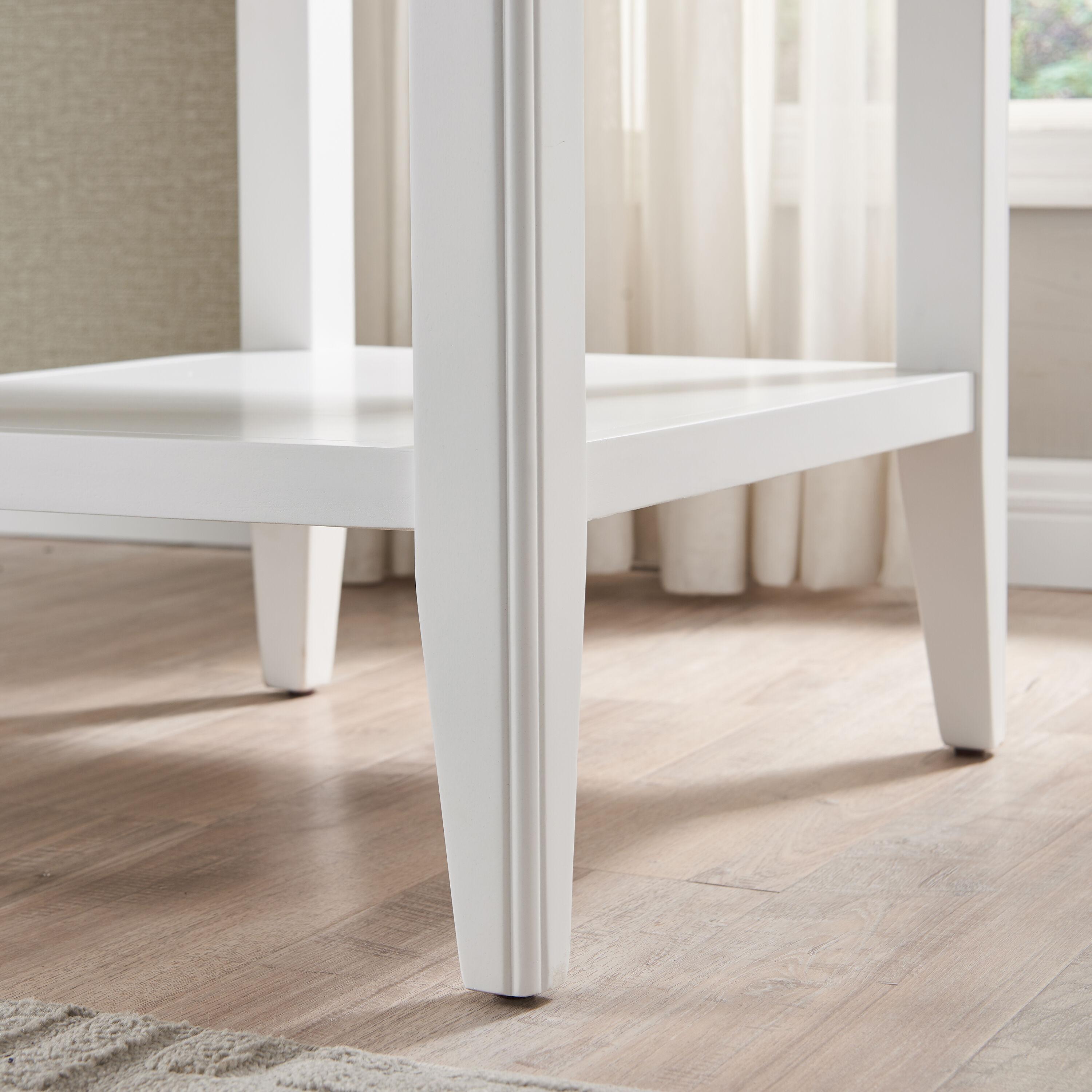 Leick Home 10507-WT Laurent End Table with Drawer and Display Shelf-White