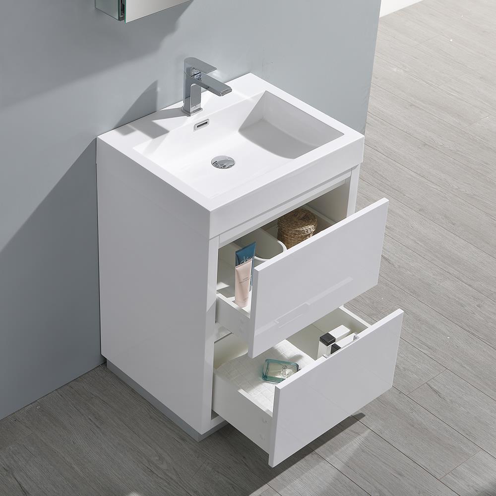 Fresca Valencia 24" Freestanding Single Sink Bathroom Vanity Set w/ Medicine Cabinet (Faucet Not Included)
