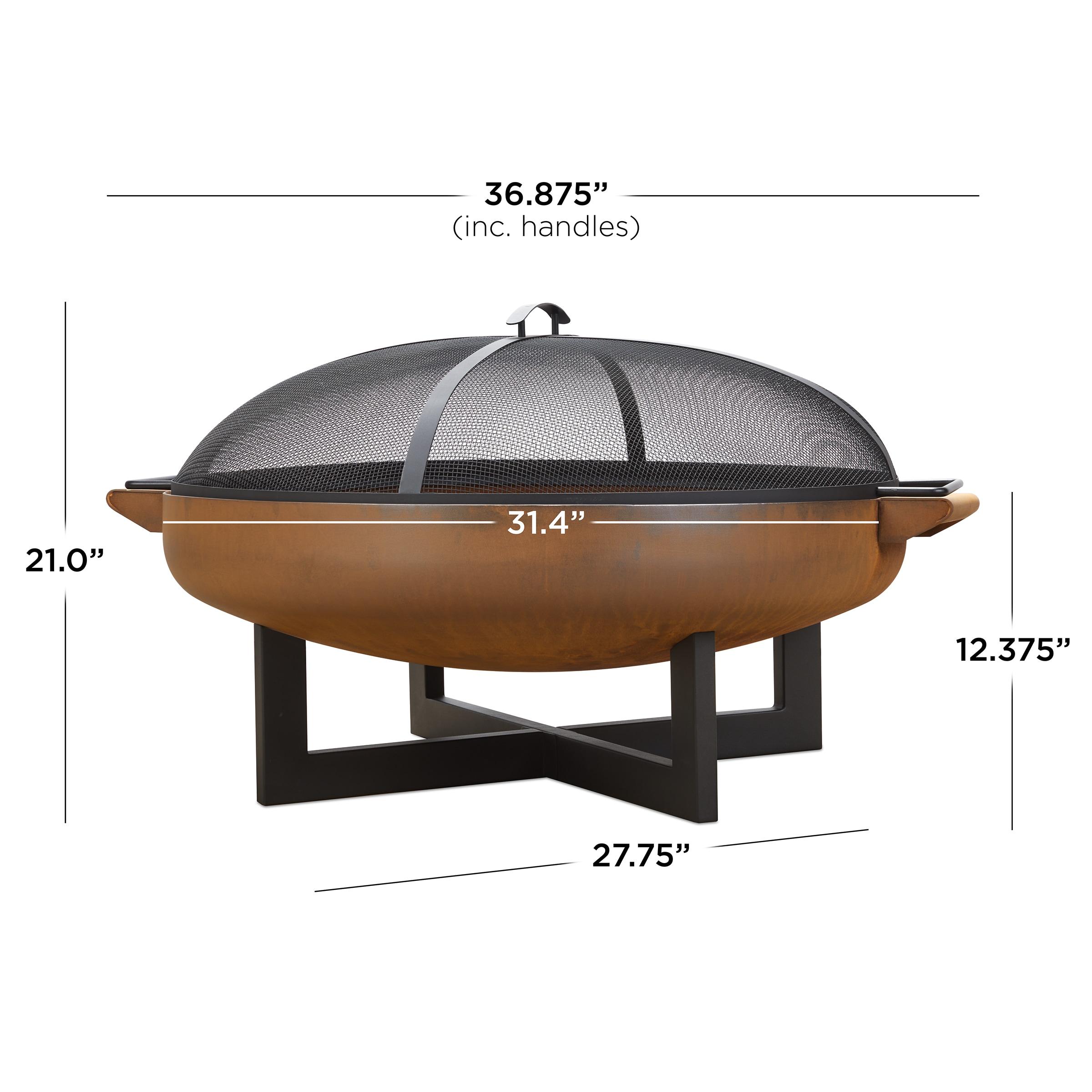 La Porte 21" H x 36.8" W Steel Wood Burning Outdoor Fire Pit with Lid
