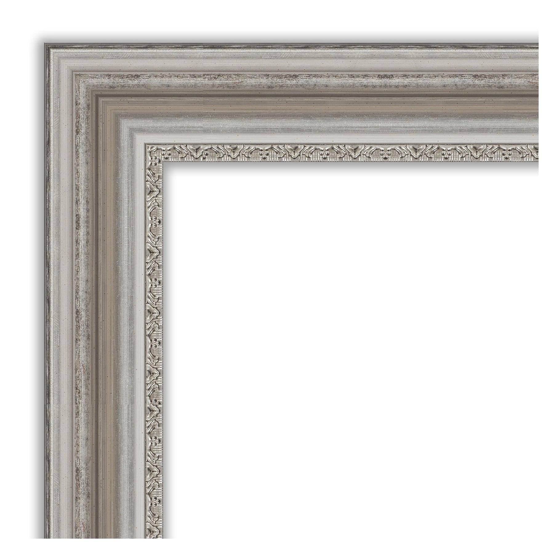 46" x 36" Parlor Framed Wall Mirror Silver - Amanti Art: Modern Beveled, No Assembly Required