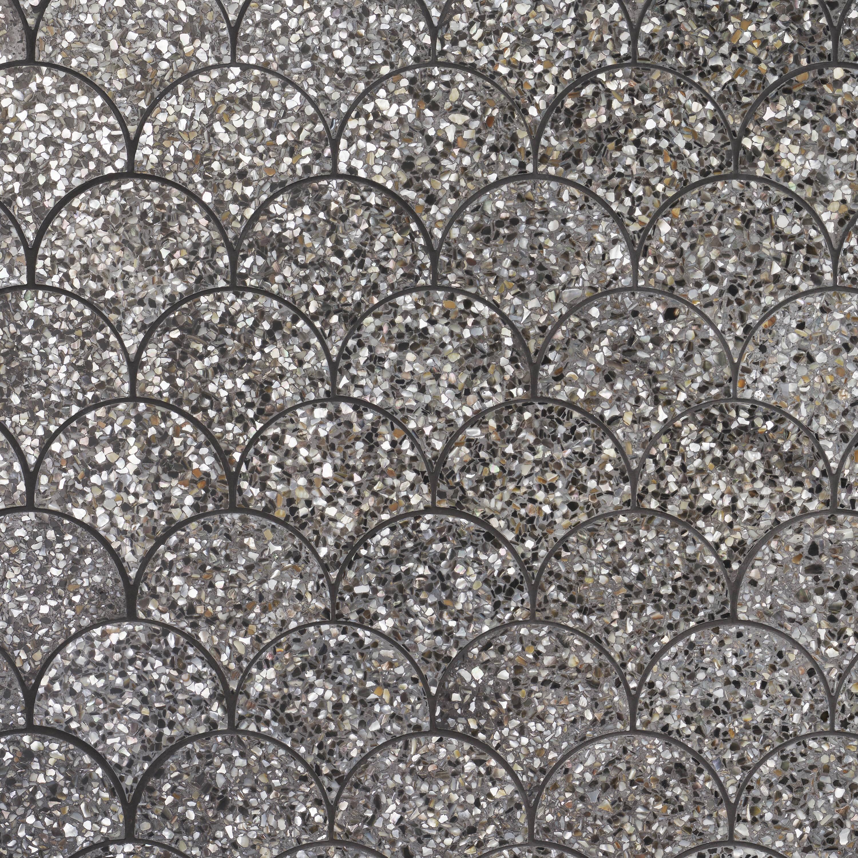 Shoal 5" Fishscale Terrazzo and Pearl Wall & Floor Mosaic Tile (0.74 Sq. Ft. / Sheet)