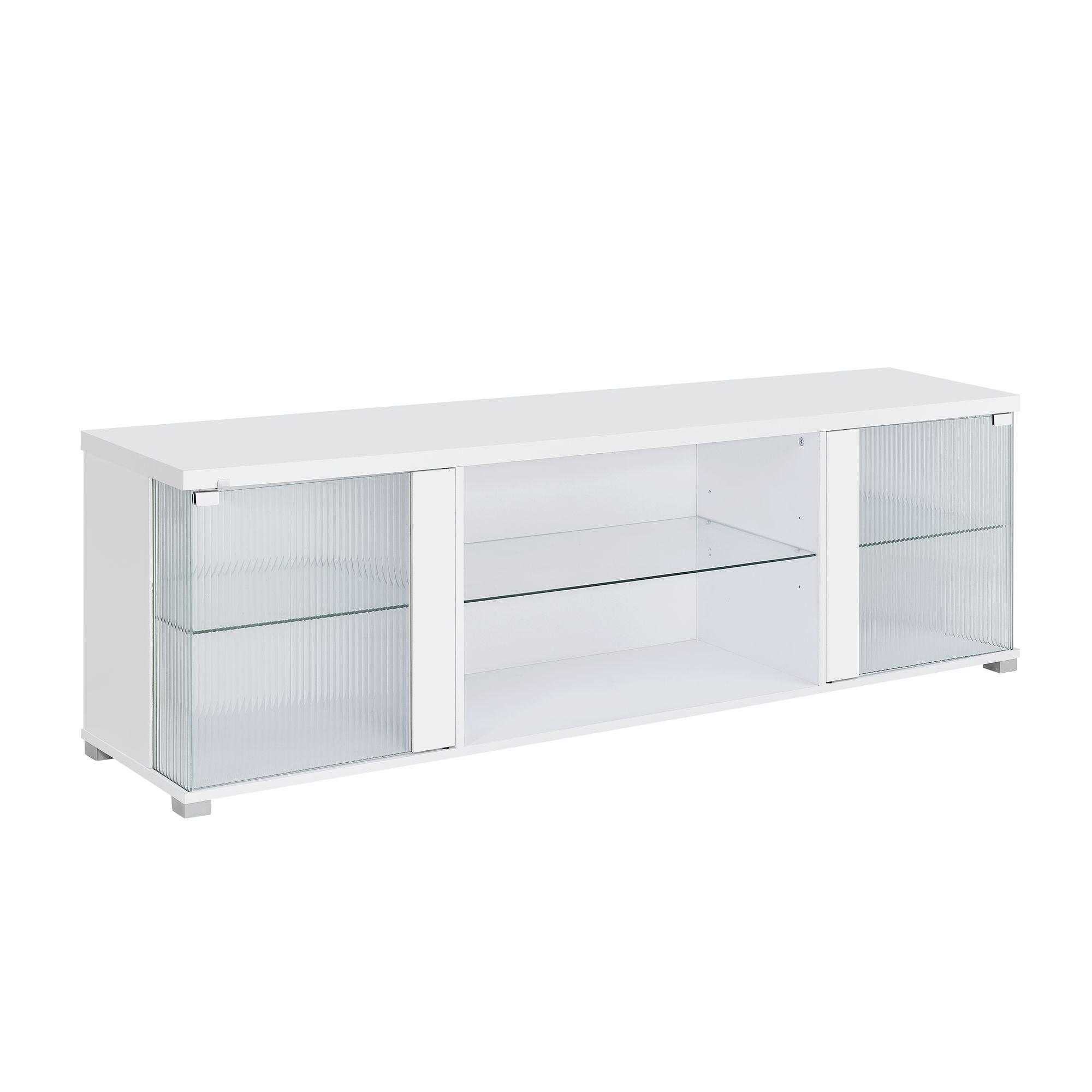 Picket House Furnishings Indira  70" TV Stand with LED in Glossy White