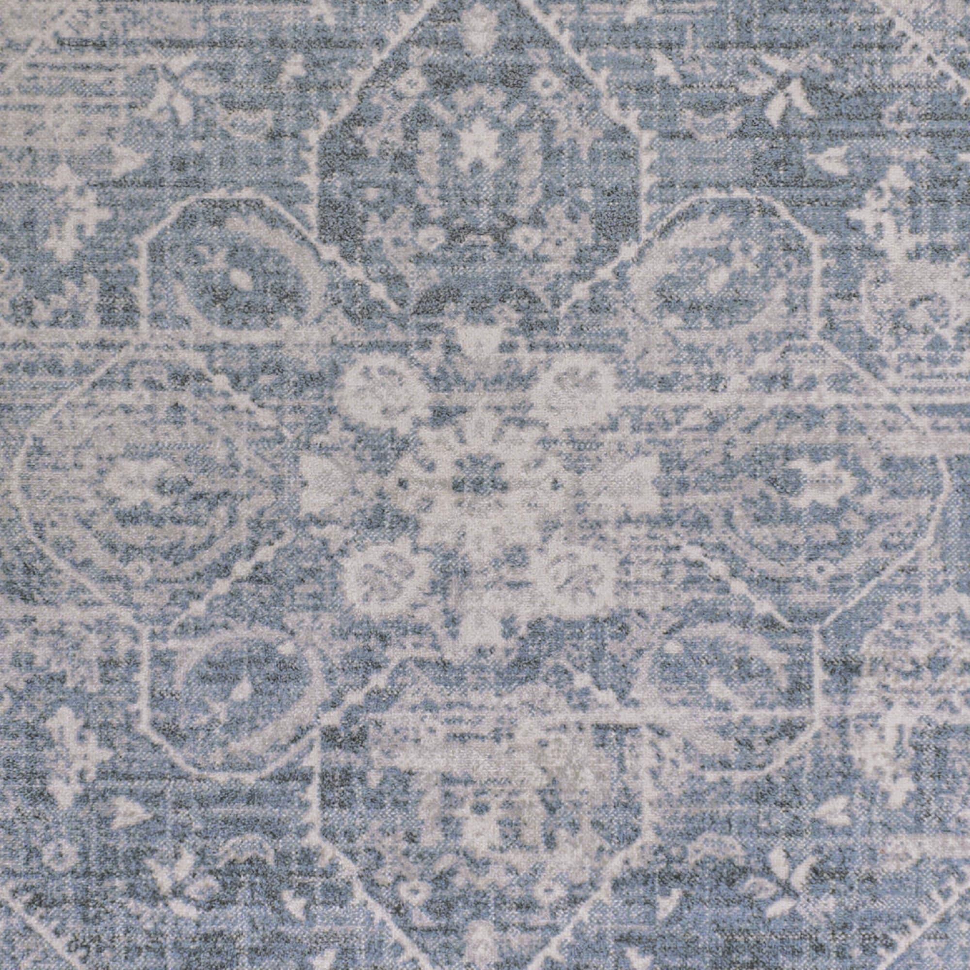 JONATHAN Y Shaii Global Medallion Low-Pile Machine-Washable Blue/Light Gray 4 ft. x 6 ft. Area Rug