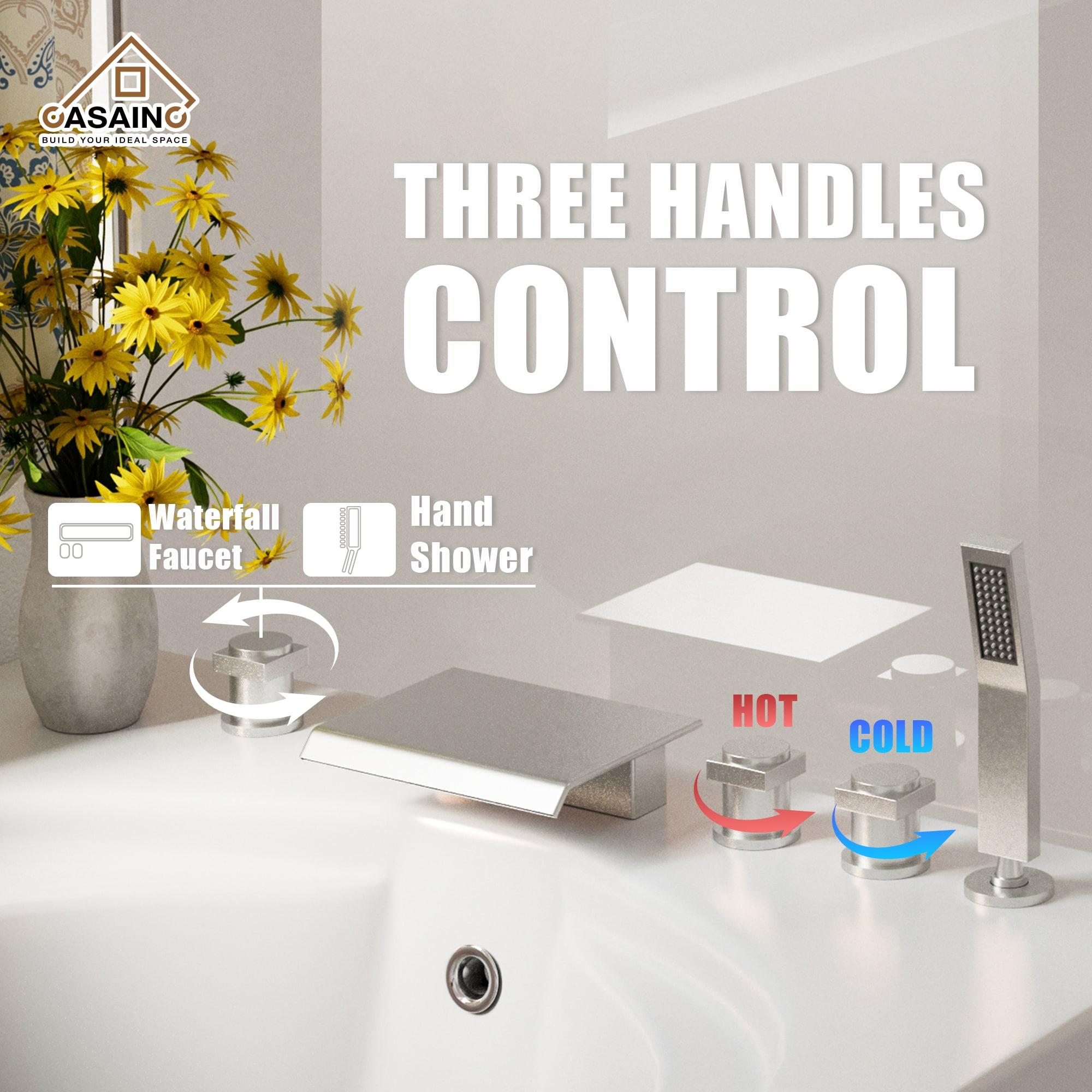 Single Handle Free Standing Bathtub Faucet with Diverter and Handshower