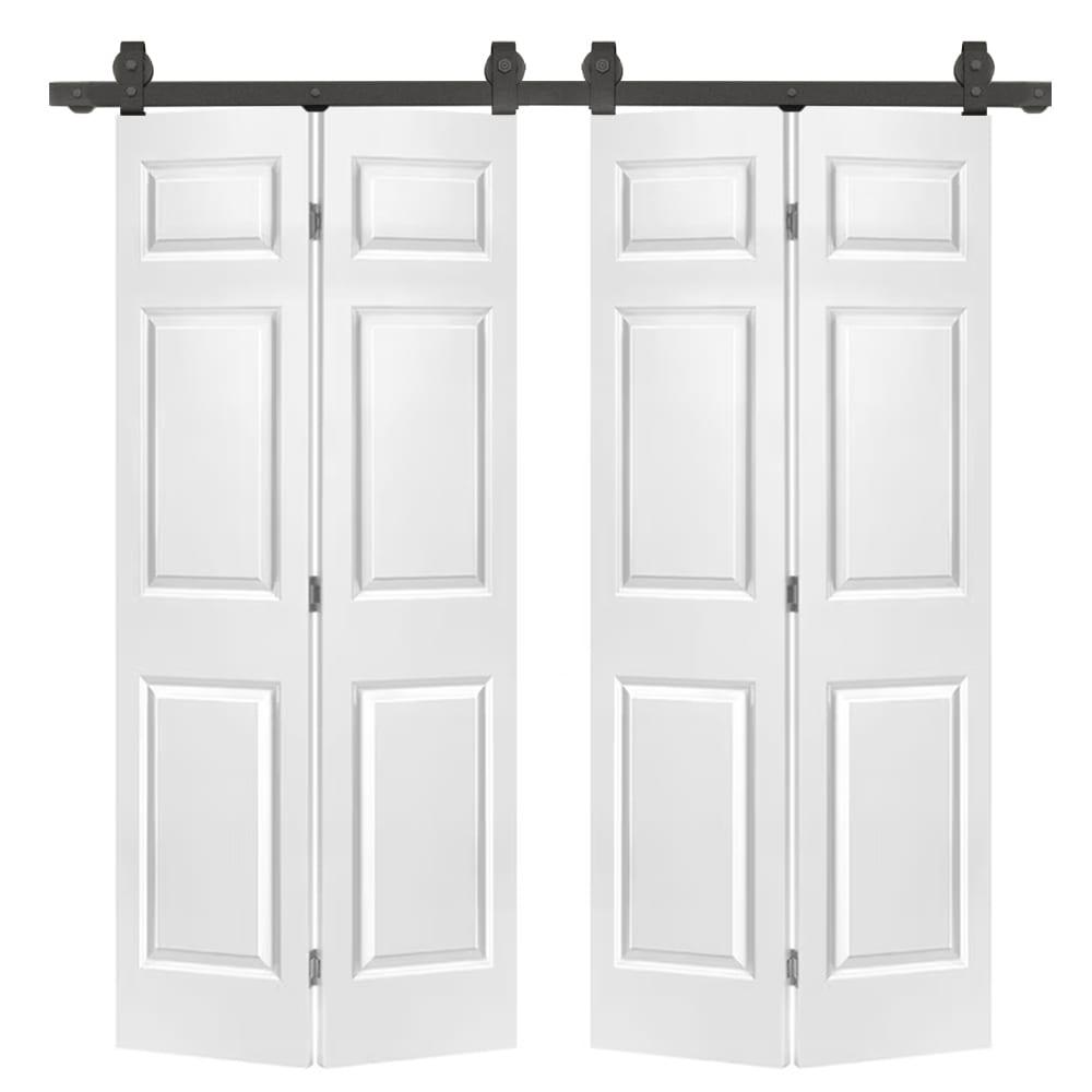 Paneled MDF Composite Double Bifold Barn Doors with Installation Hardware Kit