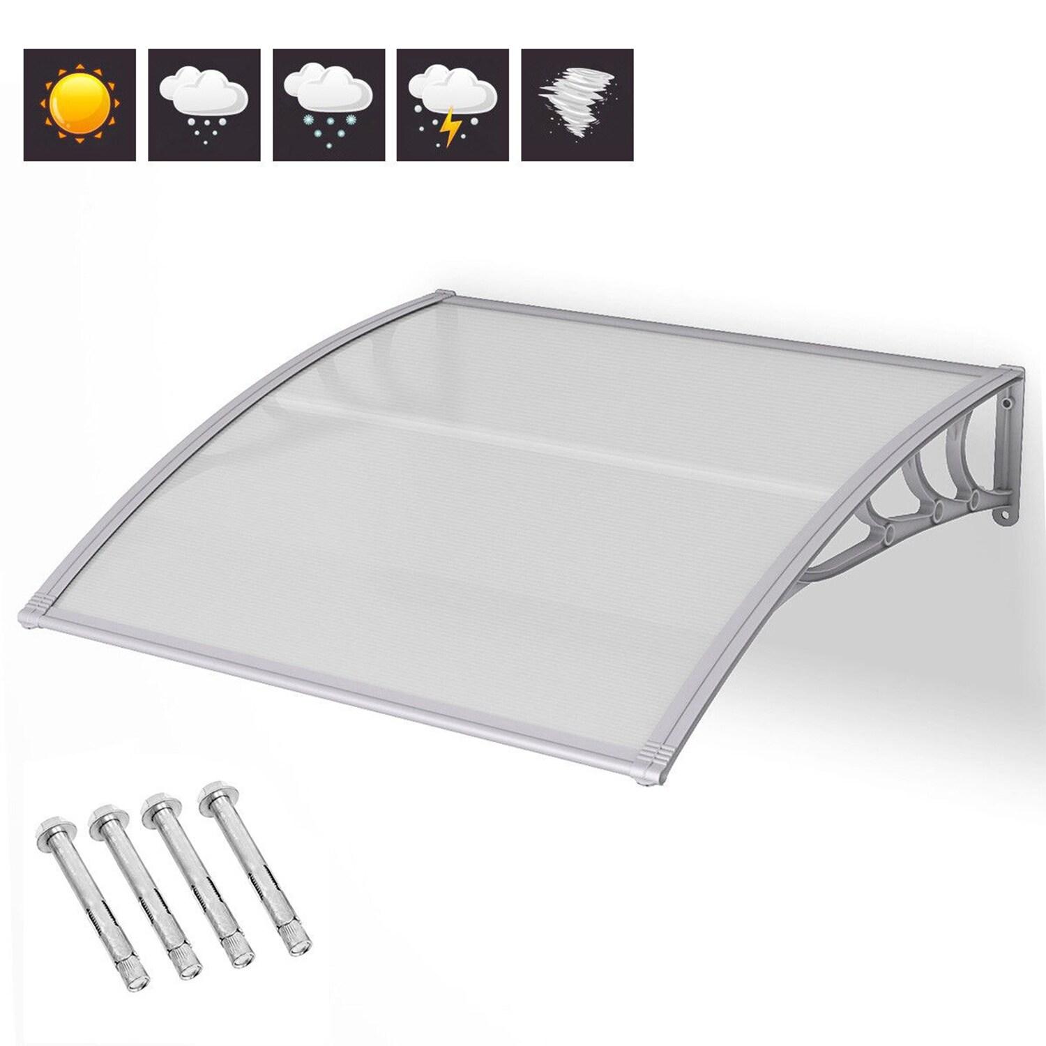 40" x 40" Door Window Awning Exterior, Polycarbonate Cover Entry Door Outdoor Patio Awning Canopy, Front Door Overhang Awning for Sun Shutter, UV, Rain and Snow Protection, Hollow Sheet (Clear Board)