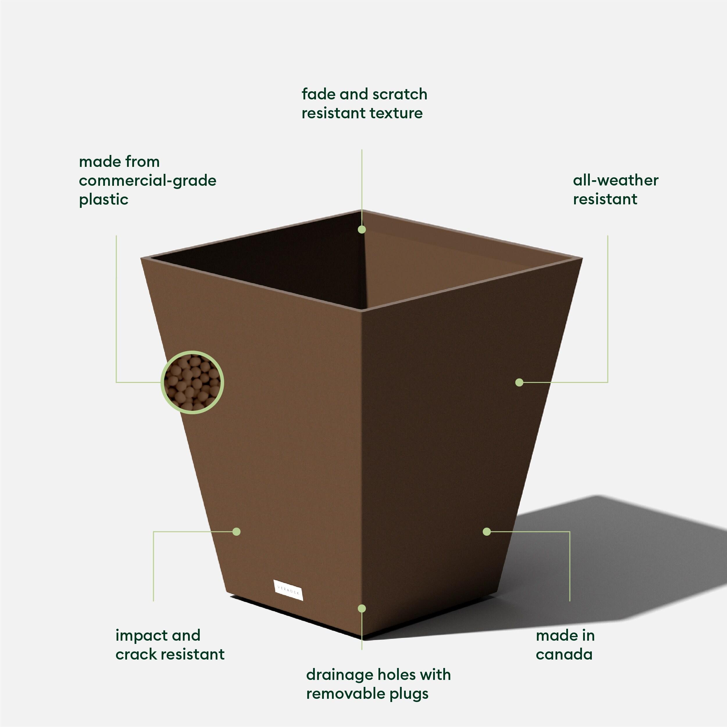 Veradek Pure Series Nobleton 18" Plastic Planter - Espresso