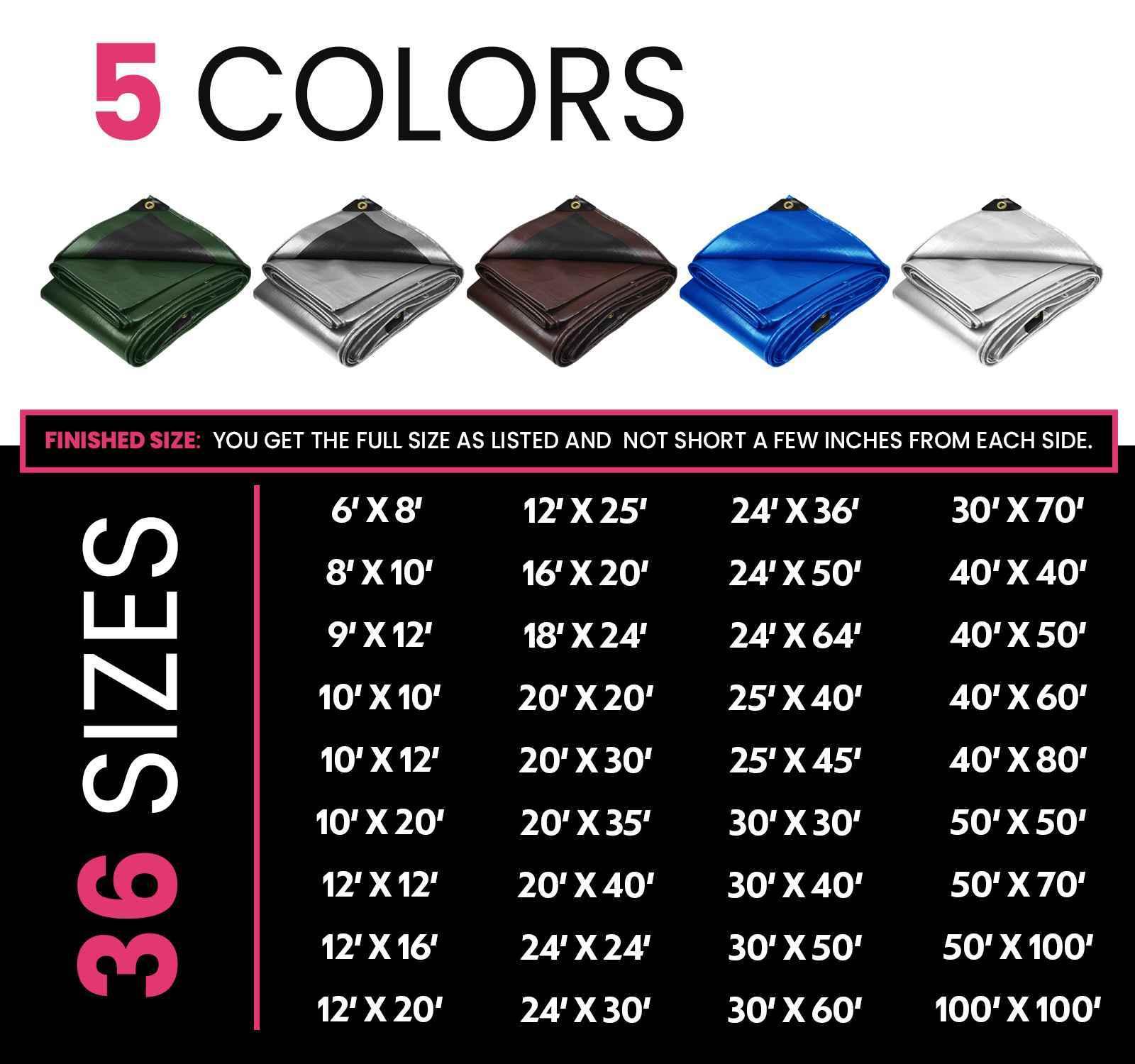 PROTARP 22 Mil Heavy Duty Polyethylene Tarp, Waterproof, UV Resistant