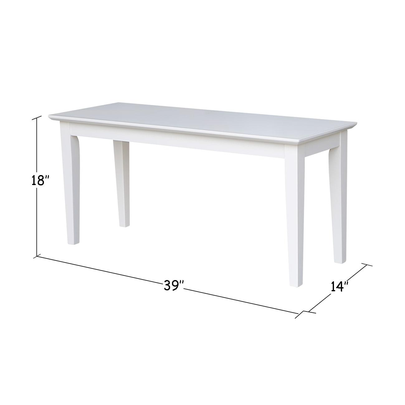 Shaker Styled Bench White - International Concepts: Solid Wood, Rectangle, Unupholstered, 400lb Capacity