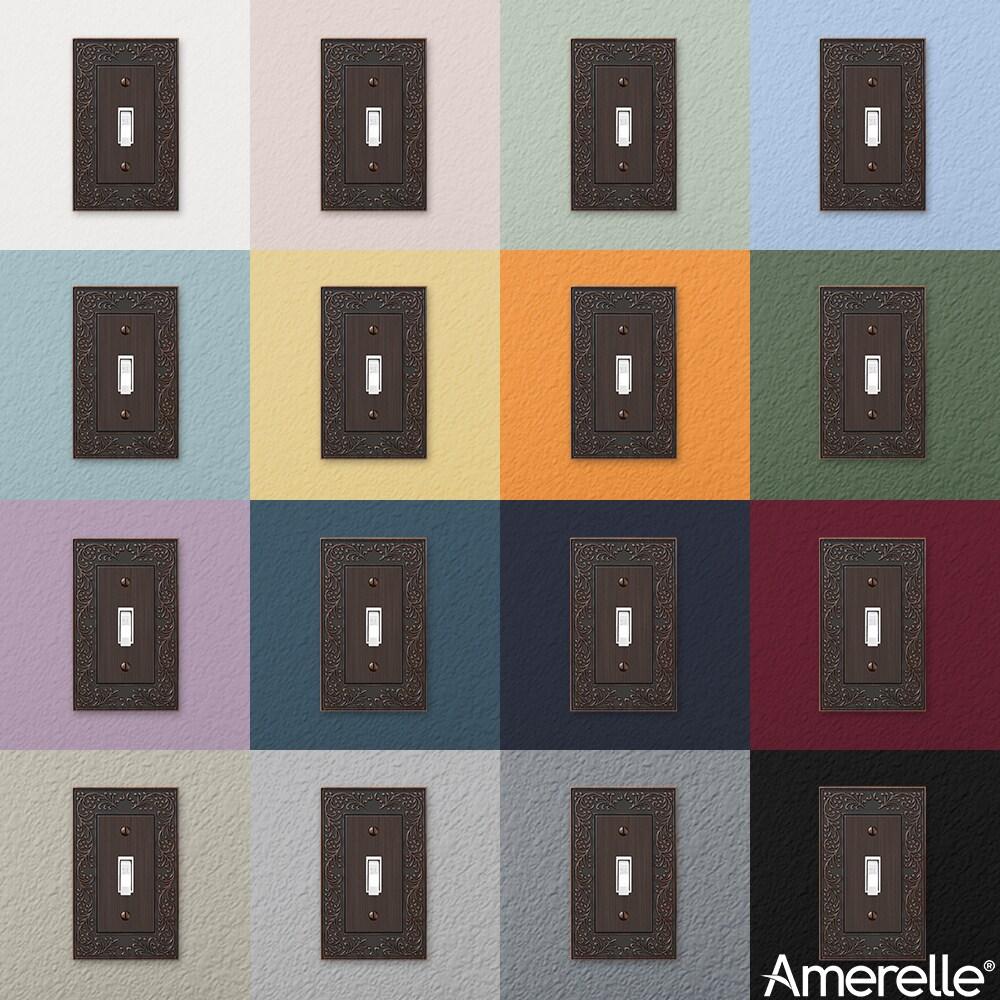 Amerelle 43TTDVB Moderne Wallplate 2 Toggle / 1 Duplex Cast Metal Bronze 1-Pack