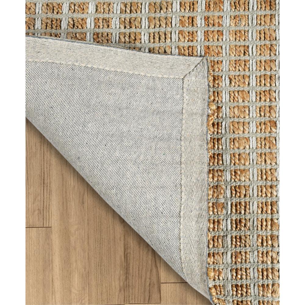 LR Home Natalie Jade Natural/Gray Grid Transitional Jute Blend Area Rug, 5' x 7'9"