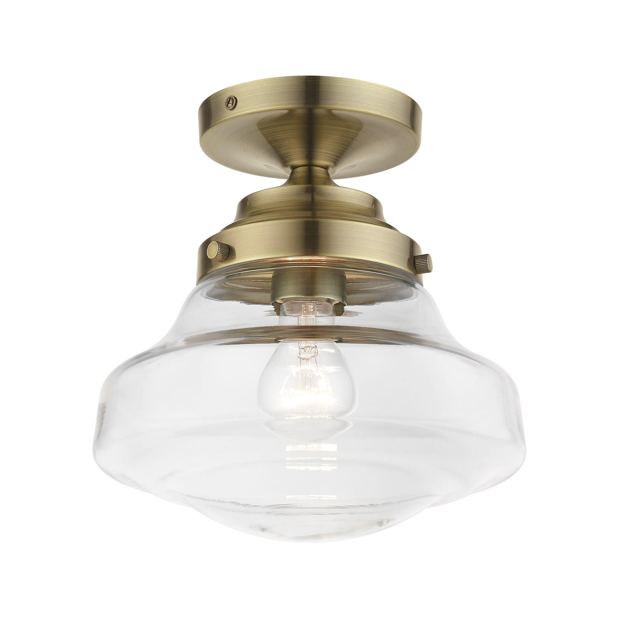 Livex Lighting Avondale 1 - Light Semi-Flush Mount in  Antique Brass