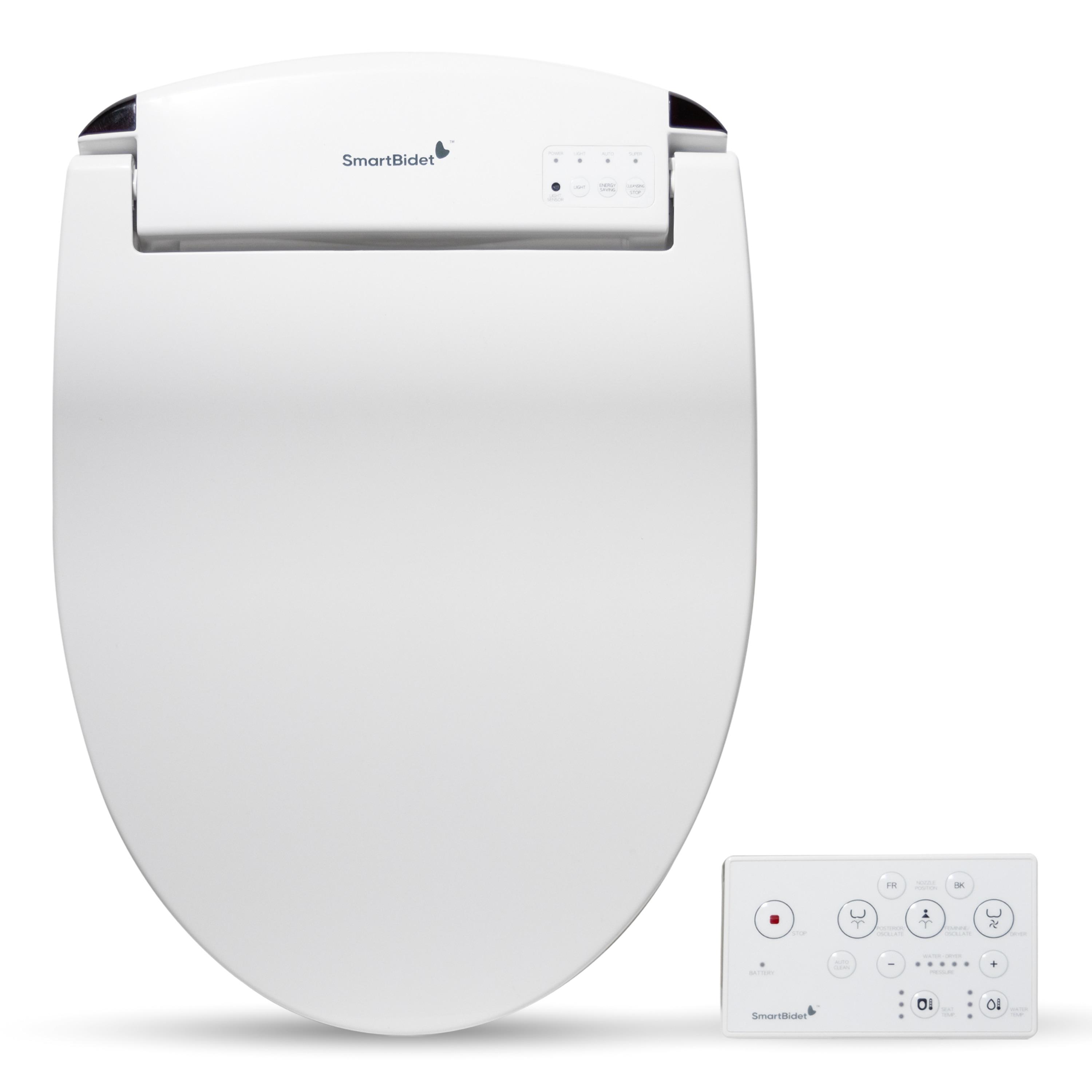 SB-2400ER Electric Bidet Toilet Seat for French Curve and Elongated Toilets White - SmartBidet: Heated, Polypropylene with Warmer Function